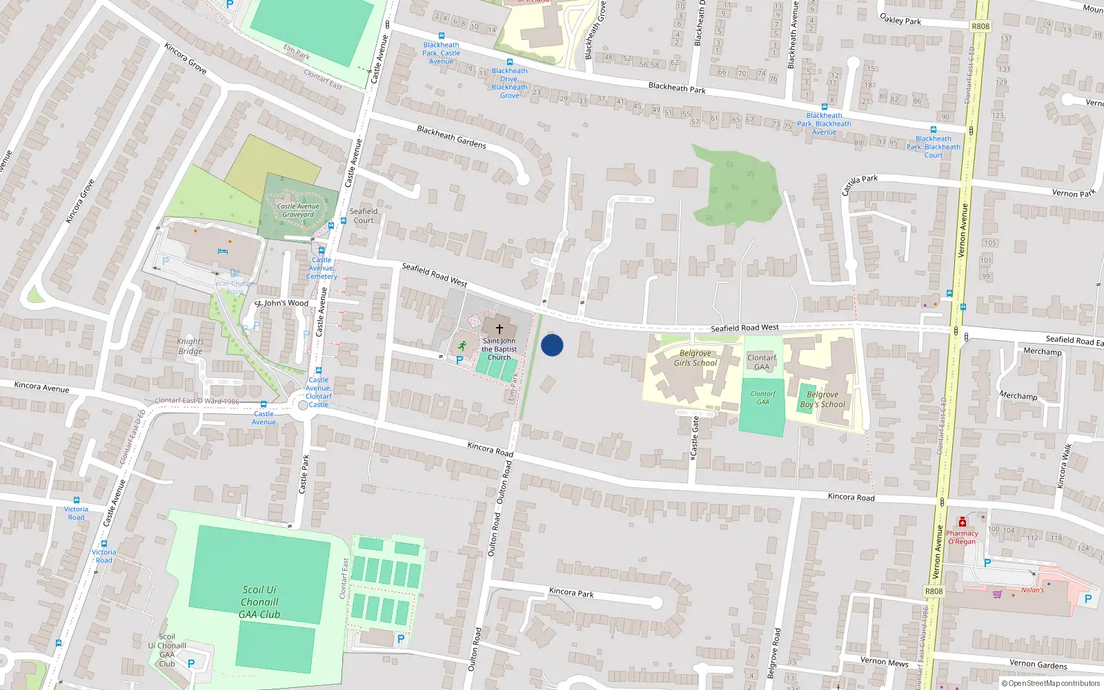Overhead map showing the location of 17 Seafield Road West, Clontarf, Dublin 3