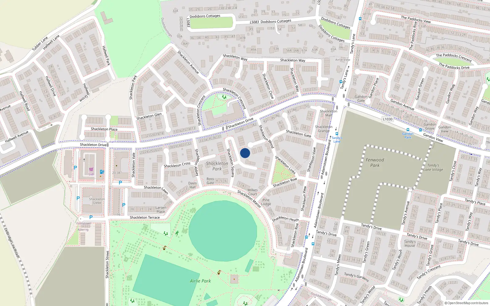 Overhead map showing the location of 17 Shackleton Square, Lucan