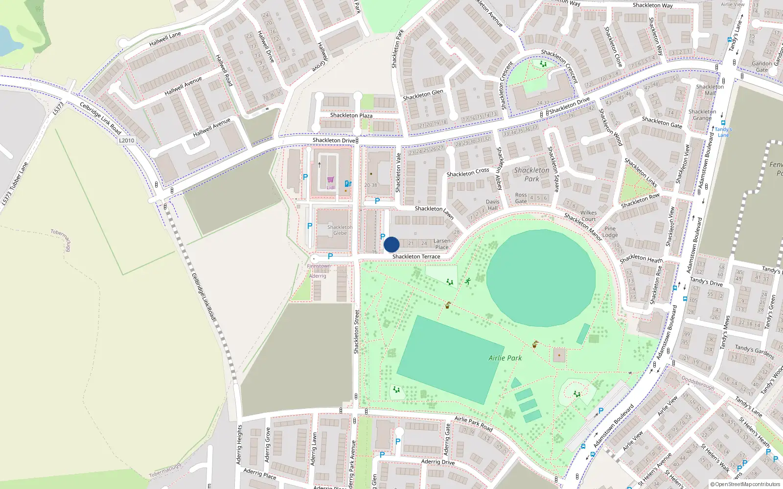 Overhead map showing the location of 17 Shackleton Terrace, Doddsborough, Lucan