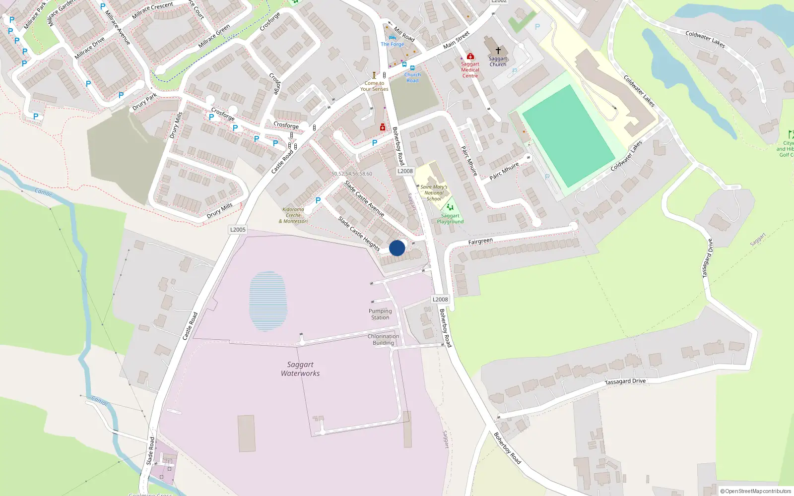 Overhead map showing the location of 17 Slade Castle View, Saggart