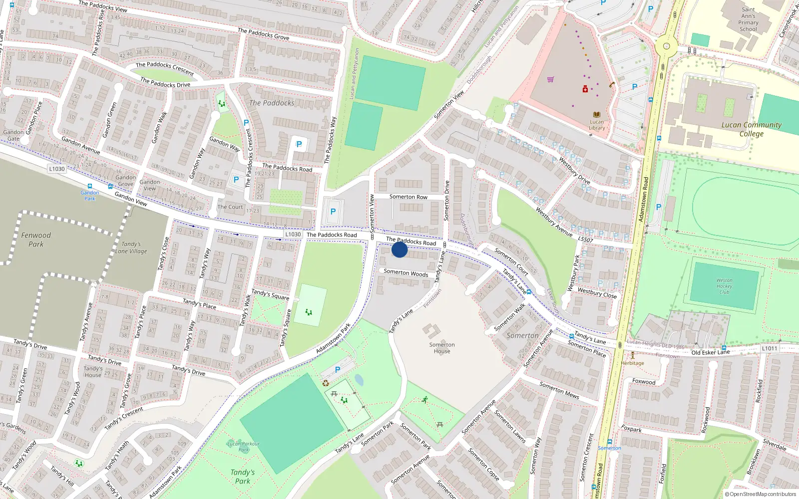 Overhead map showing the location of 17 Somerton Woods, Lucan