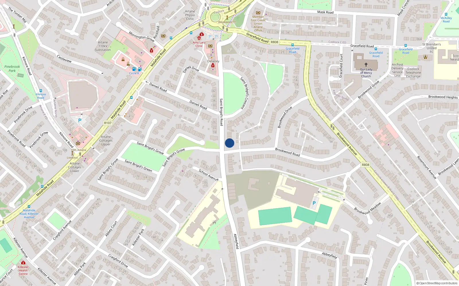 Overhead map showing the location of 17 Saint Brigid's Road, Dublin 5