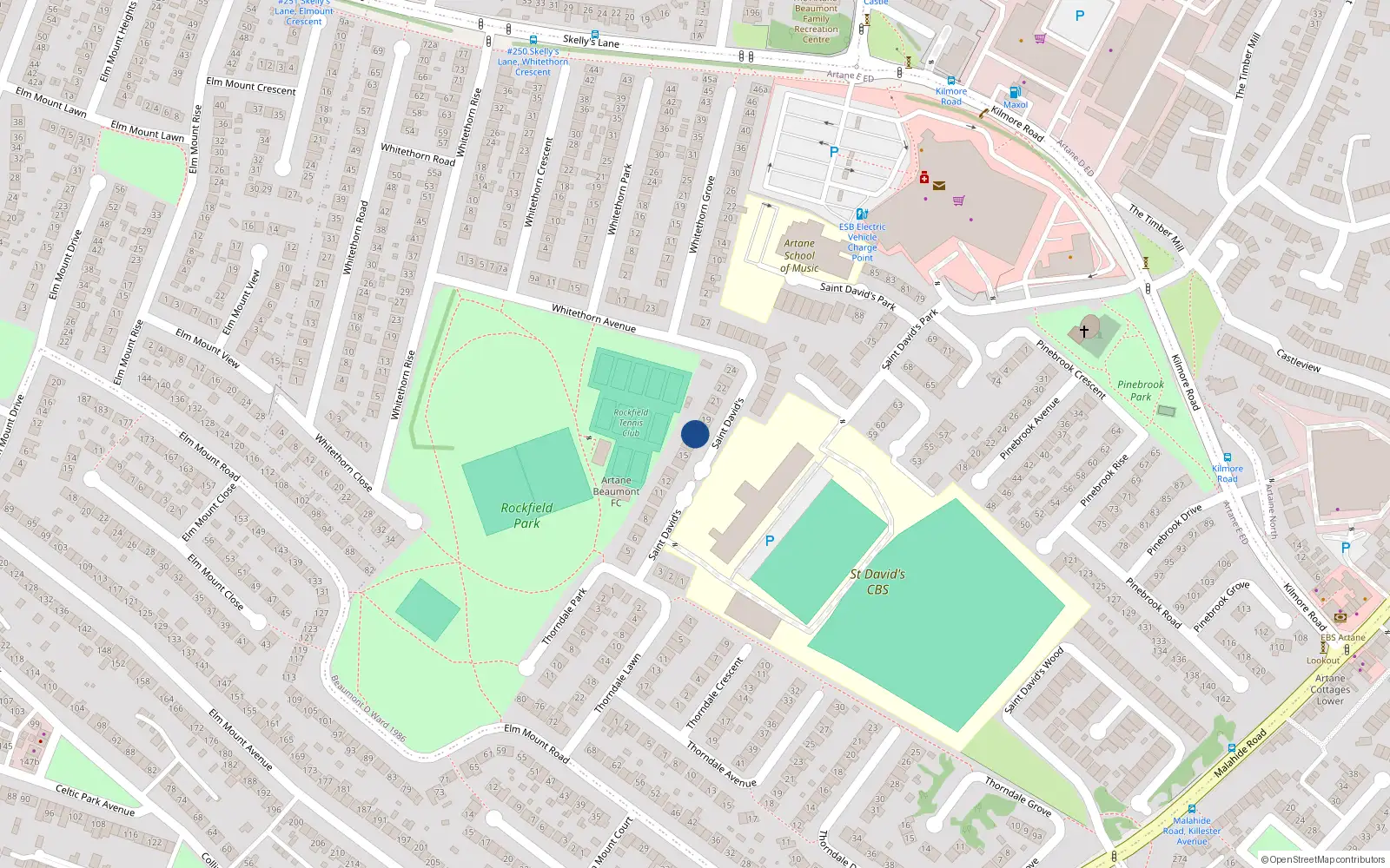 Overhead map showing the location of 17 St Davids, Whitethorn, Artane Dublin 5
