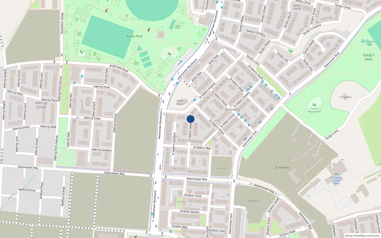 Overhead map showing the location of 17 Saint Helens Mews, Lucan