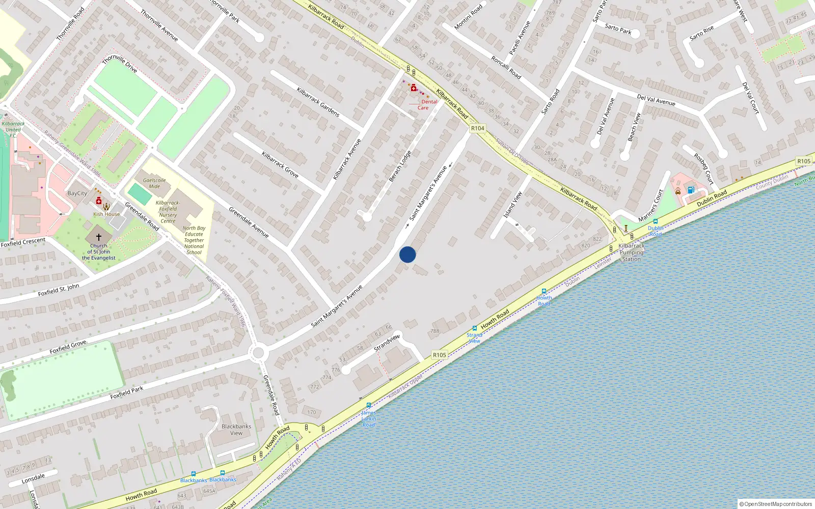 Overhead map showing the location of 17 St Margarets Avenue, Raheny, Dublin 5
