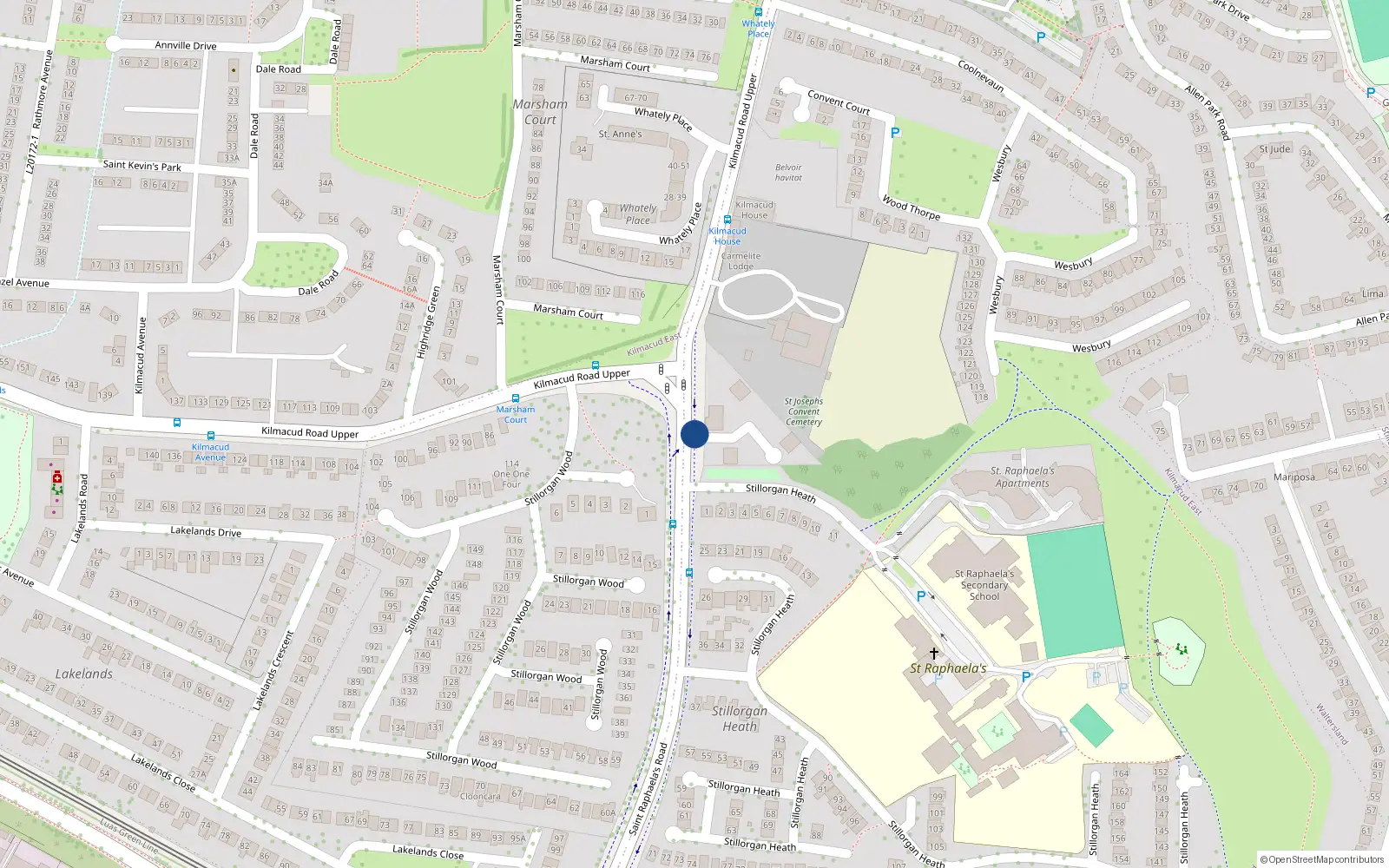 Overhead map showing the location of 17 Stillorgan Court, Dublin