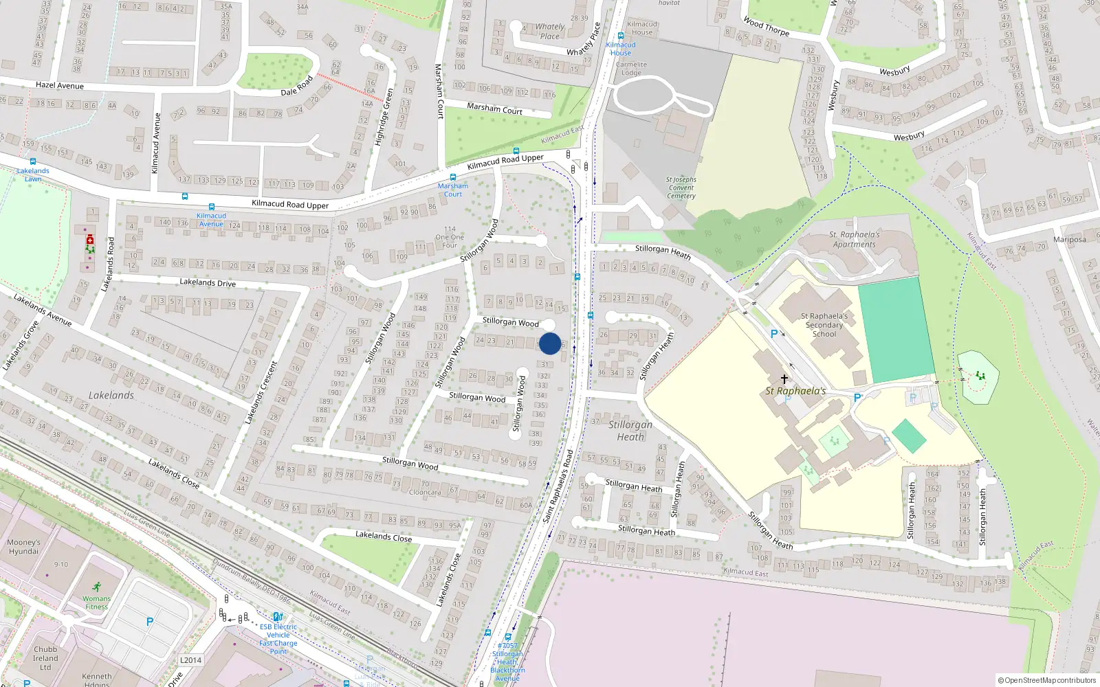 Overhead map showing the location of 17 Stillorgan Wood, Dublin