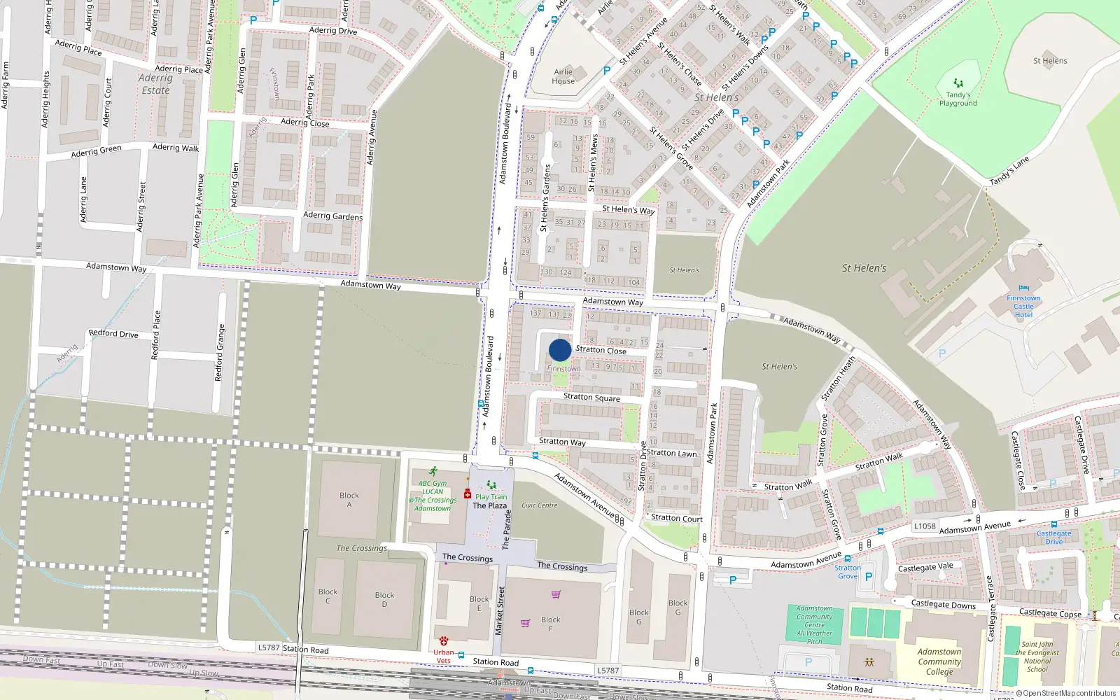 Overhead map showing the location of 17 Stratton Close, Lucan