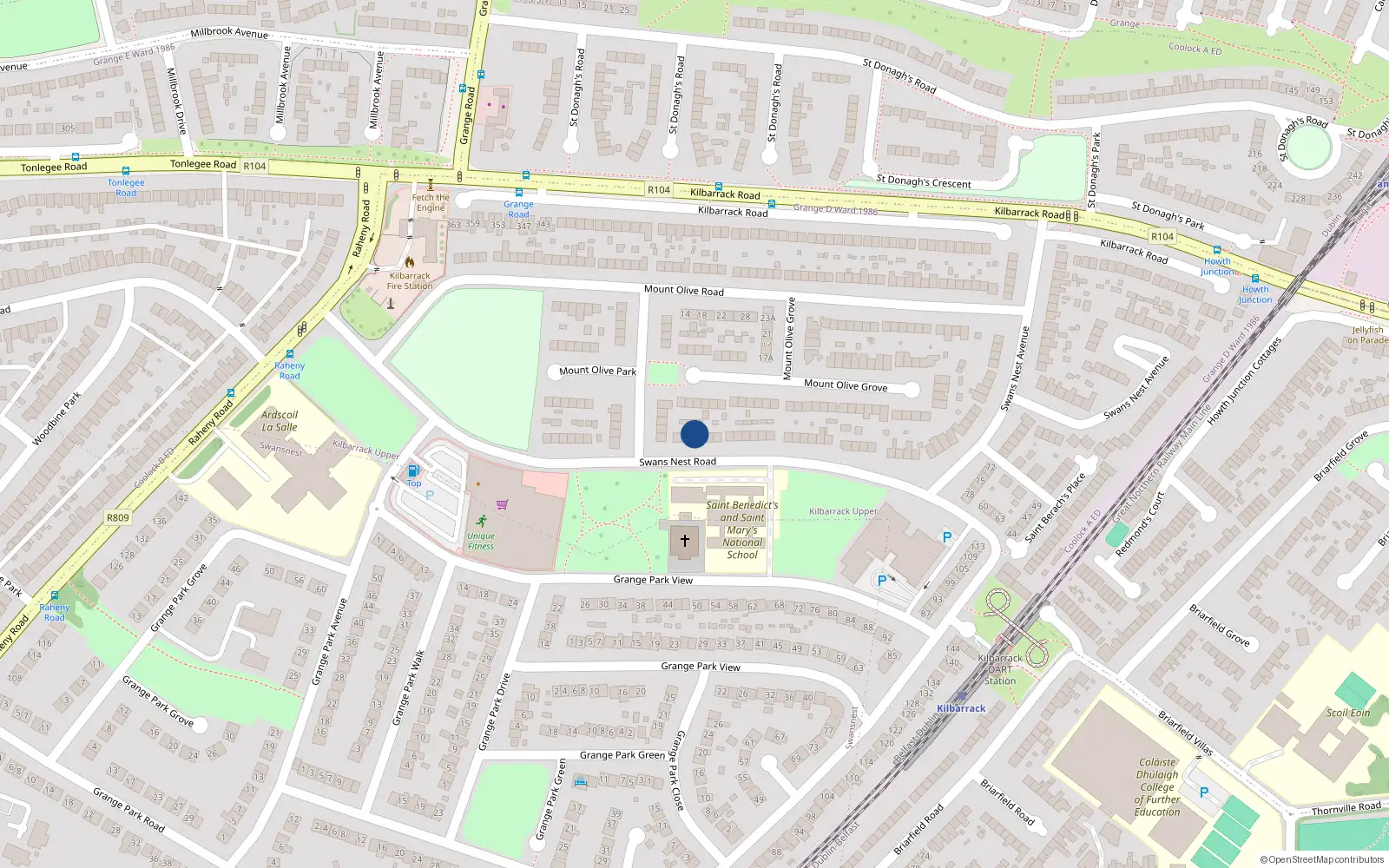 Overhead map showing the location of 17 Swan's Nest Road, Dublin 5