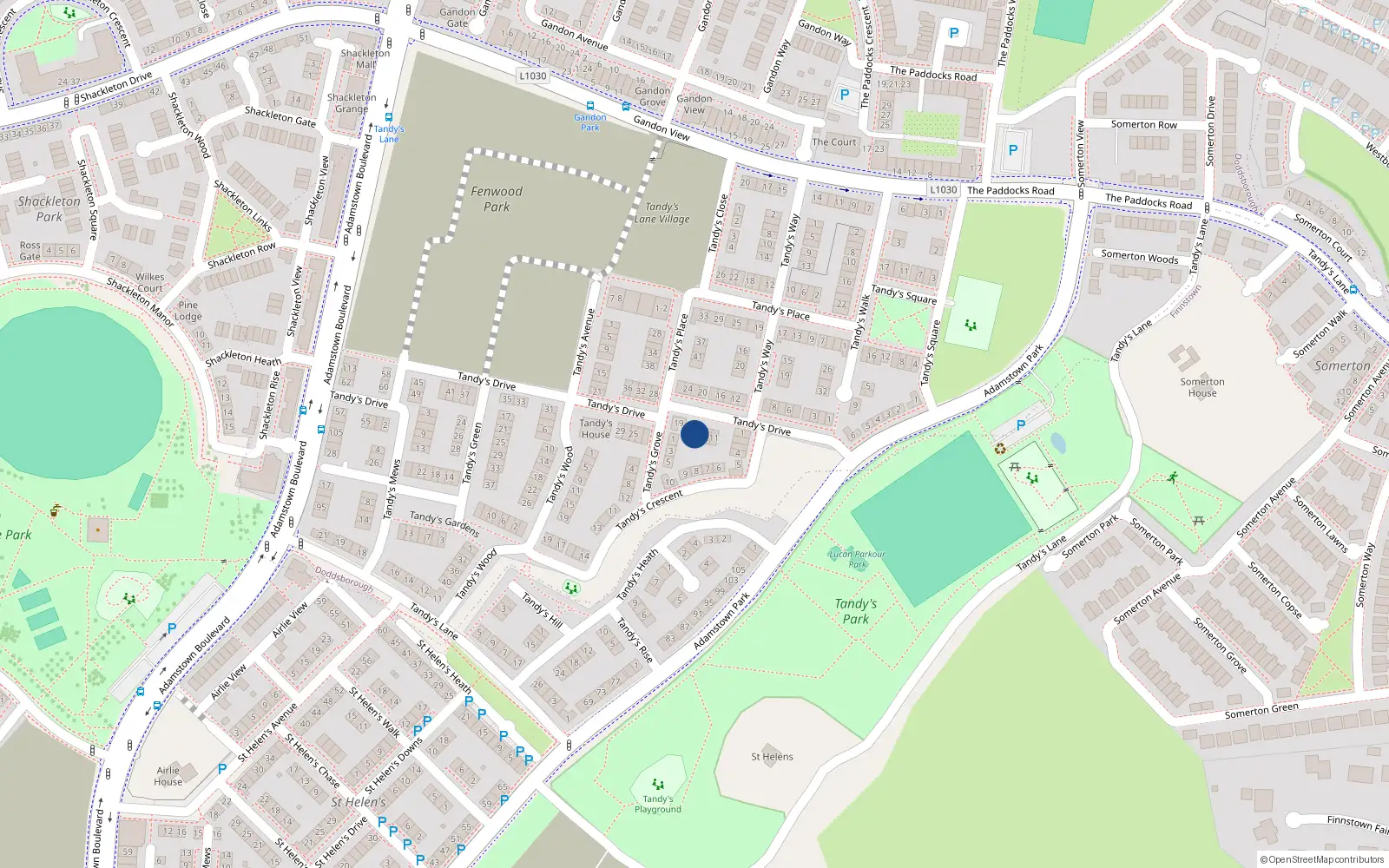 Overhead map showing the location of 17 Tandy's Drive, Lucan