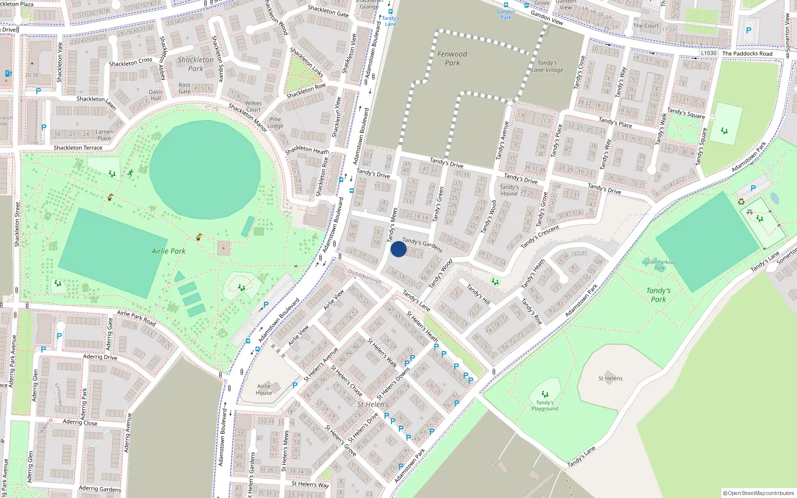Overhead map showing the location of 17 Tandy's Mews, Lucan