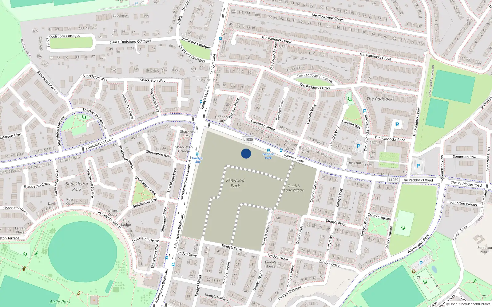 Overhead map showing the location of 17 Tandy's Square, Adamstown