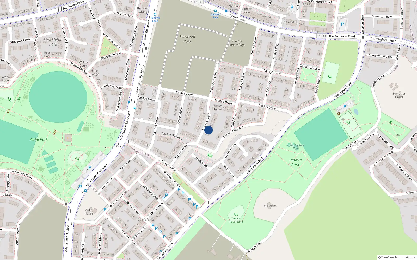 Overhead map showing the location of 17 Tandy's Wood, Lucan
