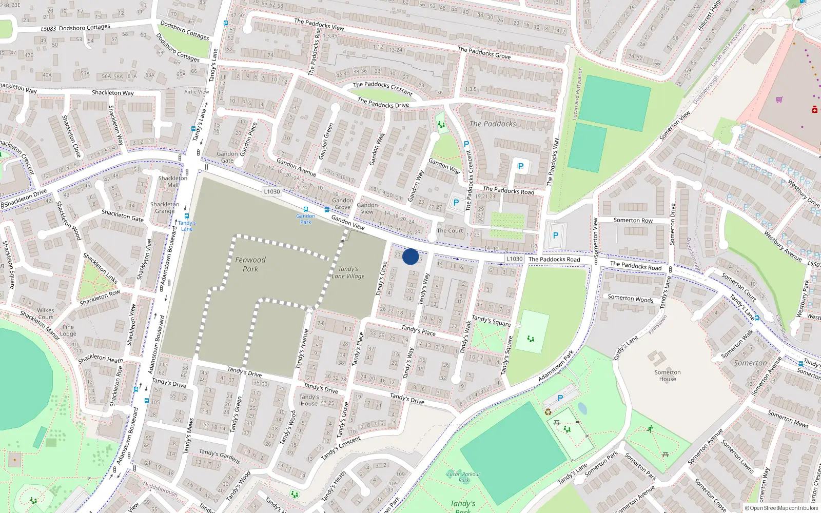 Overhead map showing the location of 17 Tandy's Gate, Lucan