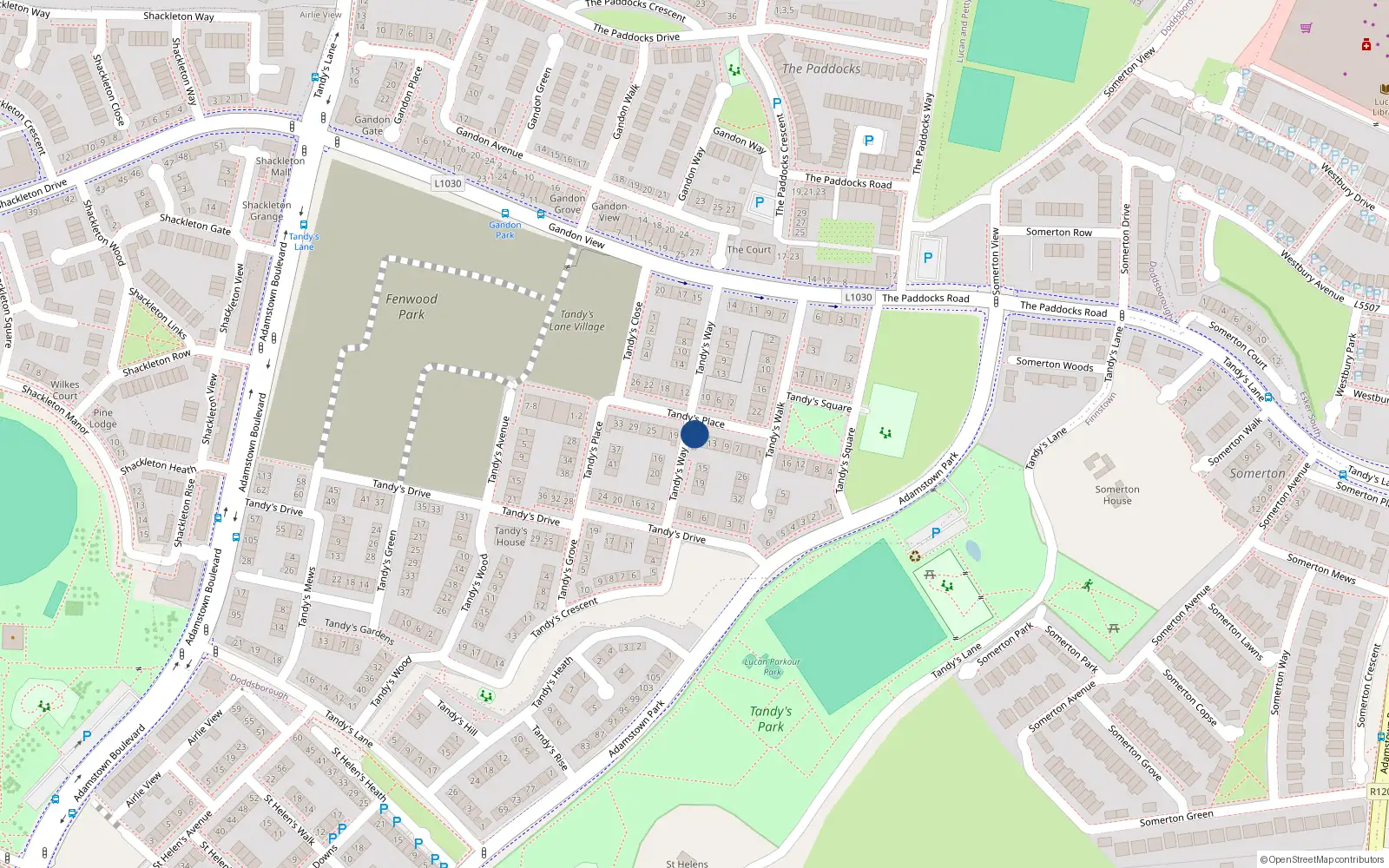 Overhead map showing the location of 17 Tandy's Place, Lucan