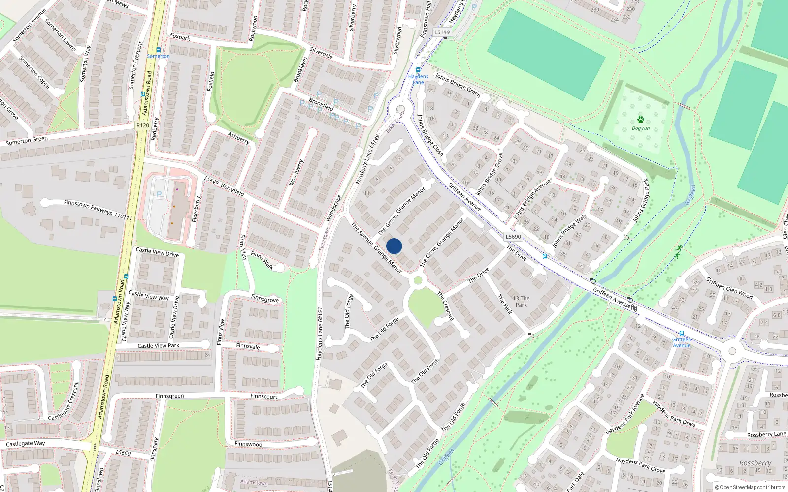 Overhead map showing the location of 17 The Avenue, Lucan