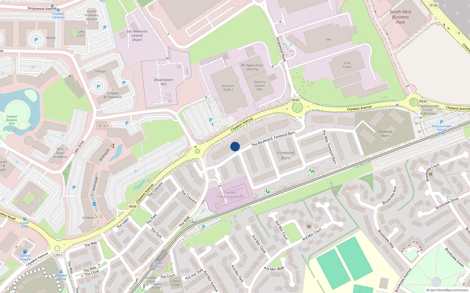 Overhead map showing the location of 17 The Boulevard, Brownsbarn