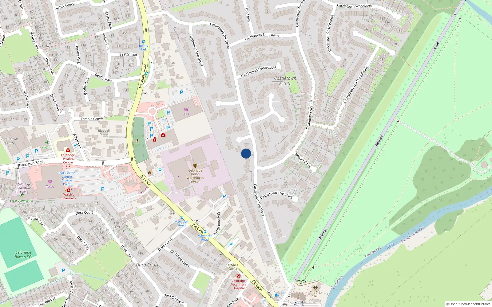 Overhead map showing the location of 17 The Drive, Celbridge