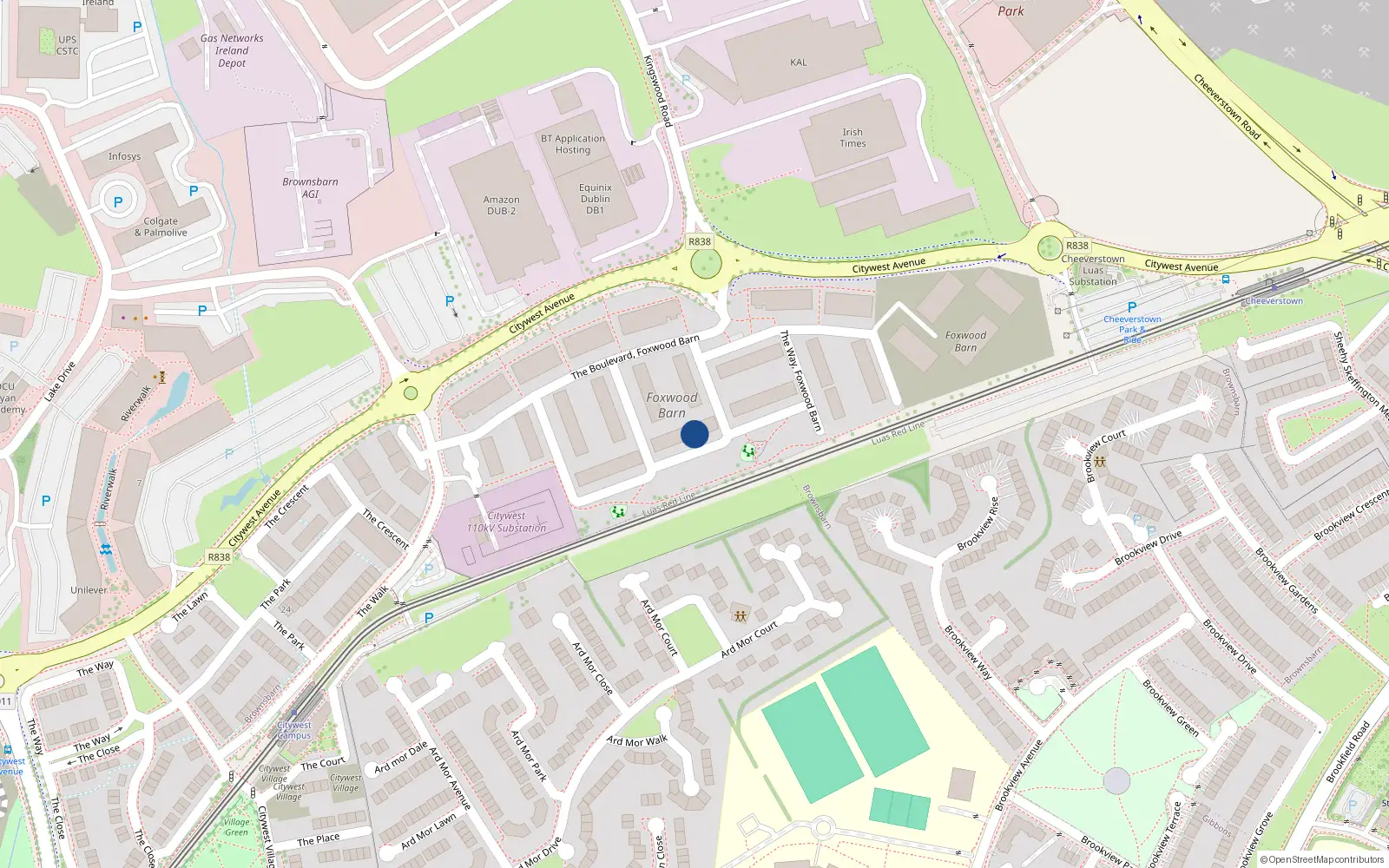 Overhead map showing the location of 17 The Park, Citywest