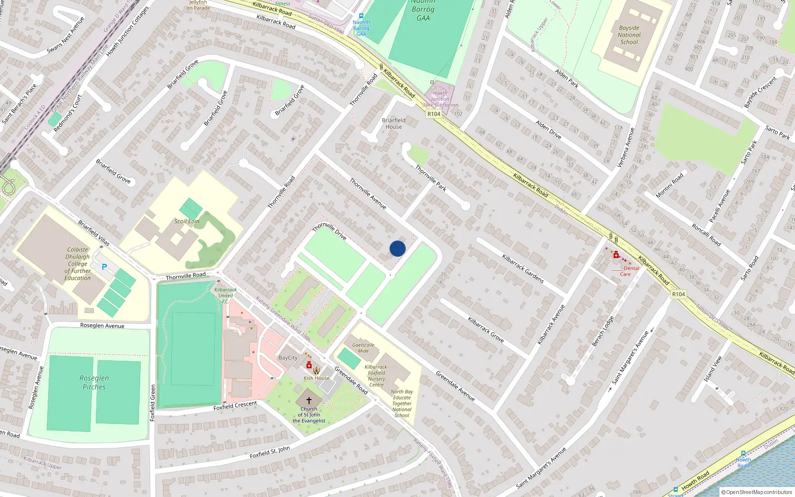Overhead map showing the location of 17 Thornville Avenue, Dublin