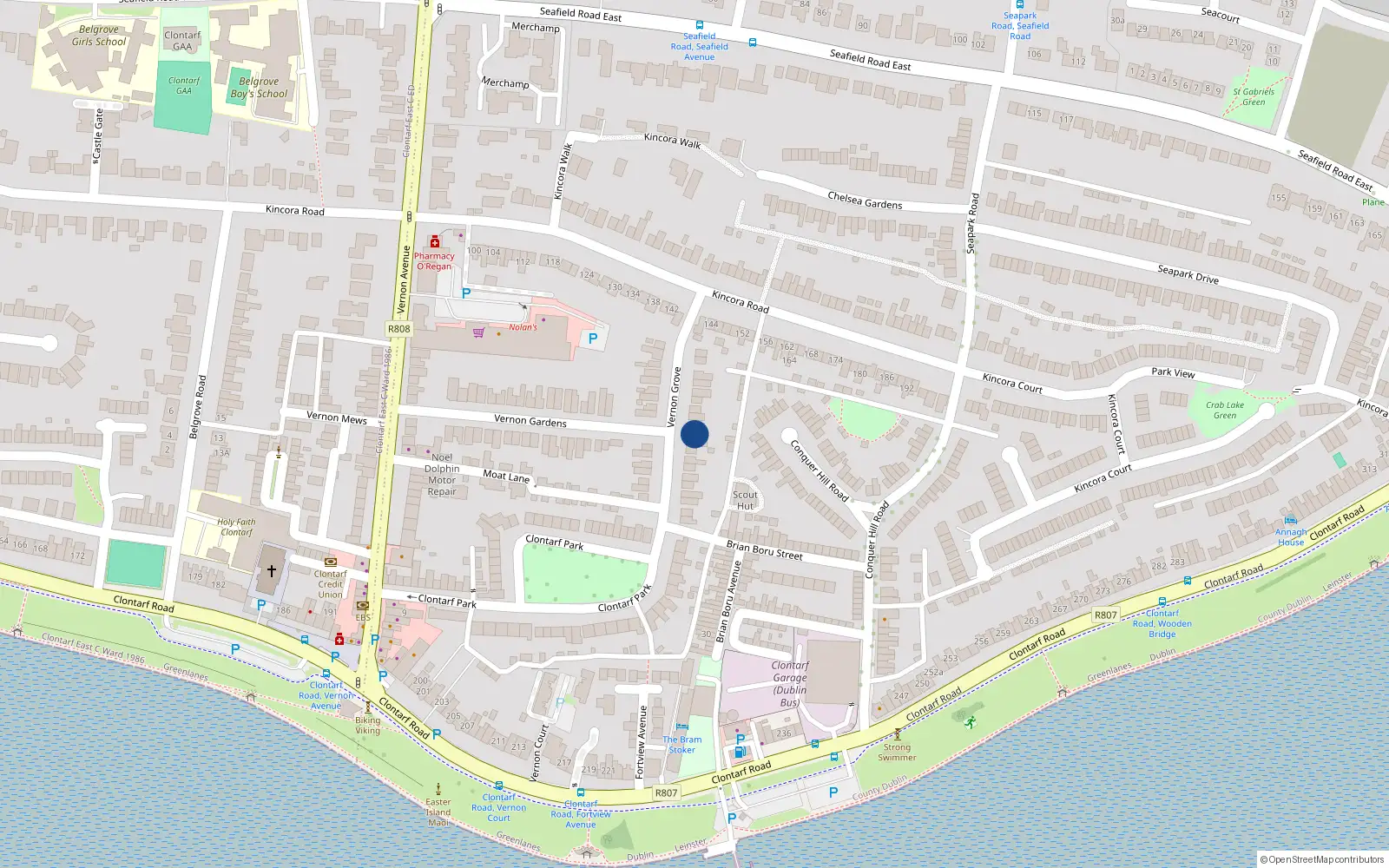 Overhead map showing the location of 17 Vernon Grove, Dublin 3