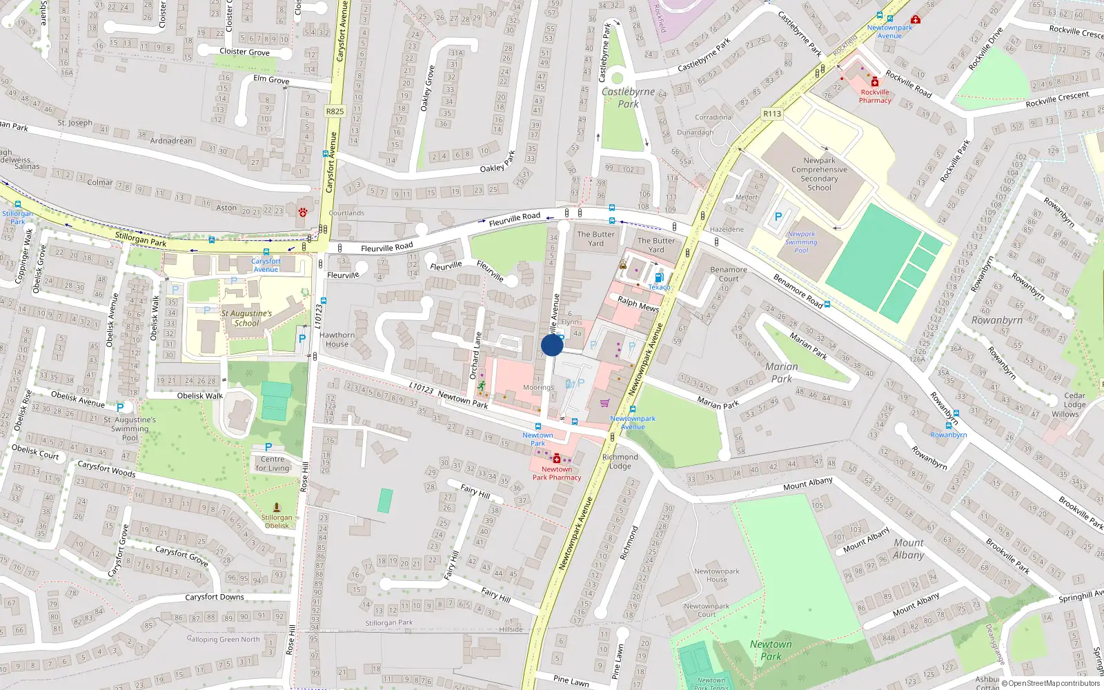 Overhead map showing the location of 17 Webster's Cottages, Annaville Avenue, Blackrock