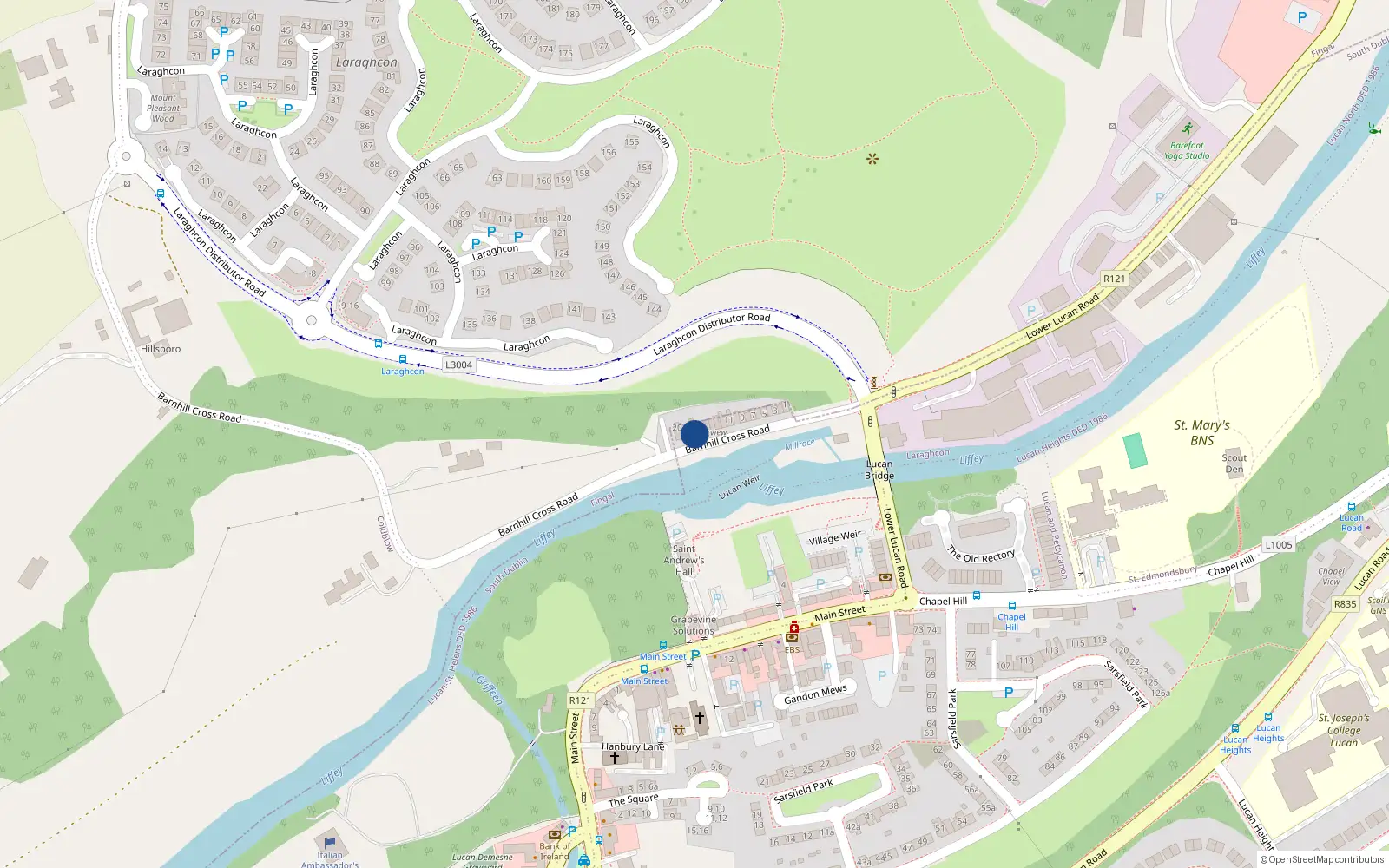 Overhead map showing the location of 17 Weir View, Lucan, Dublin