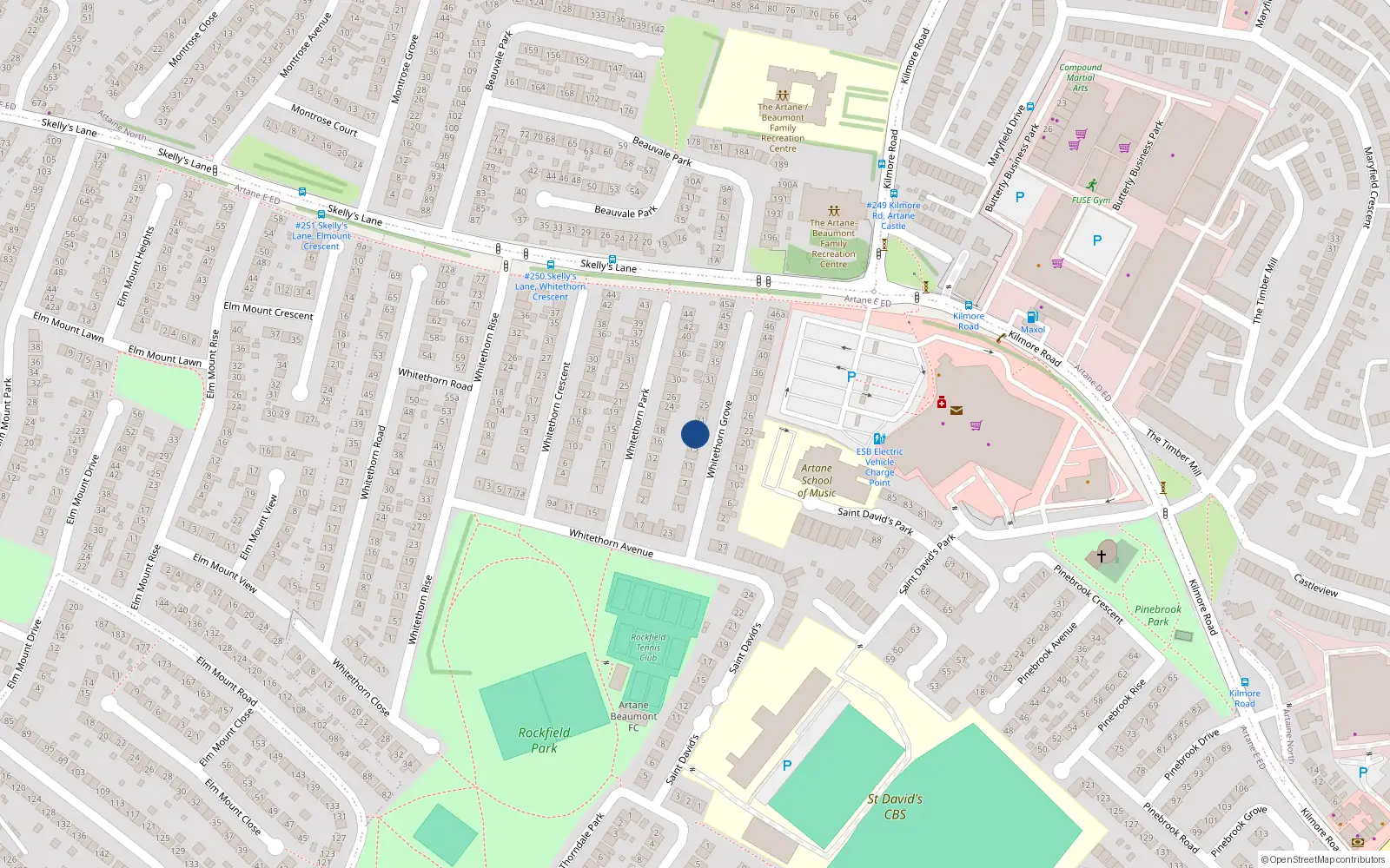 Overhead map showing the location of 17 Whitethorn Grove, Dublin 5