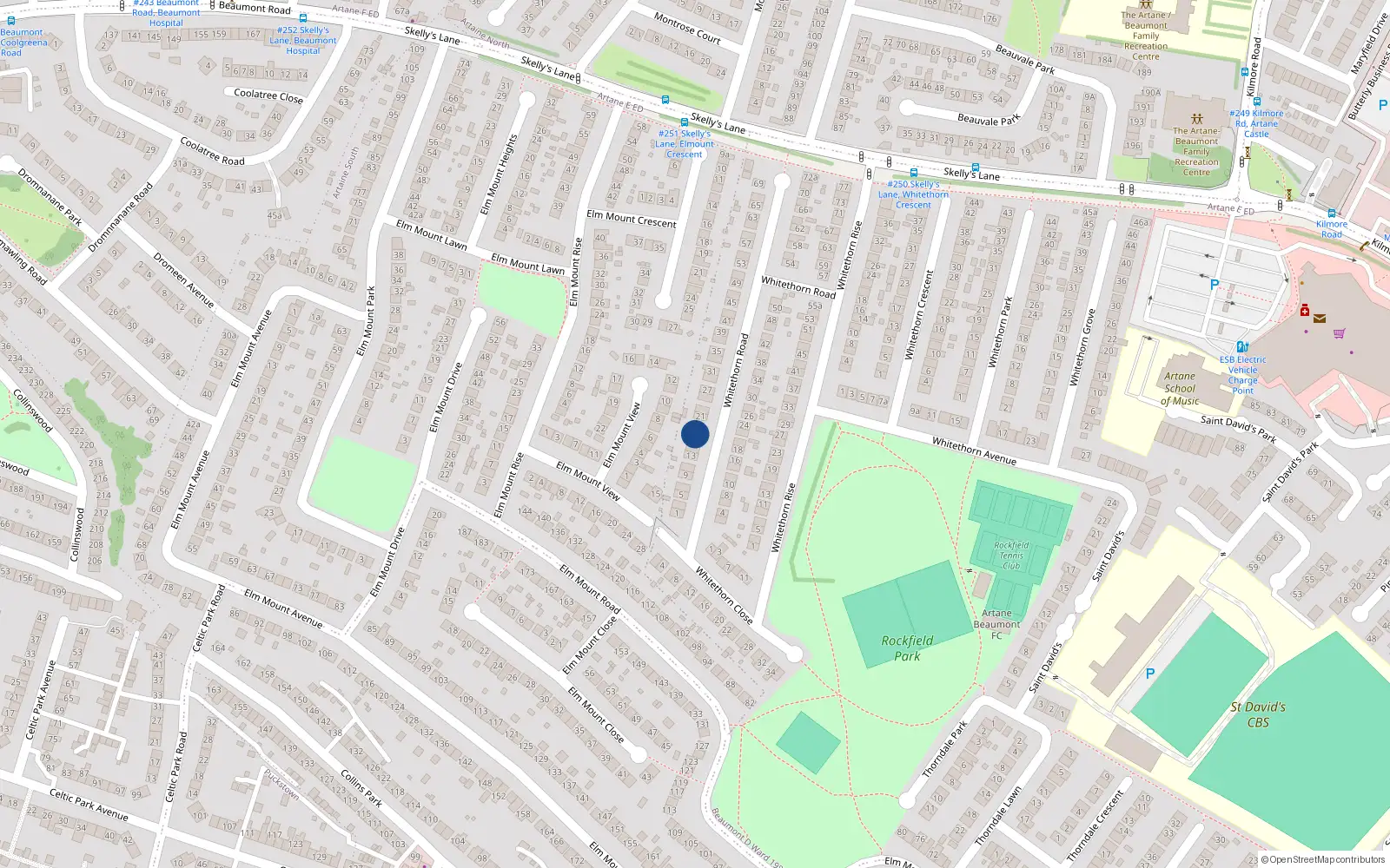 Overhead map showing the location of 17 Whitethorn Road, Dublin 5