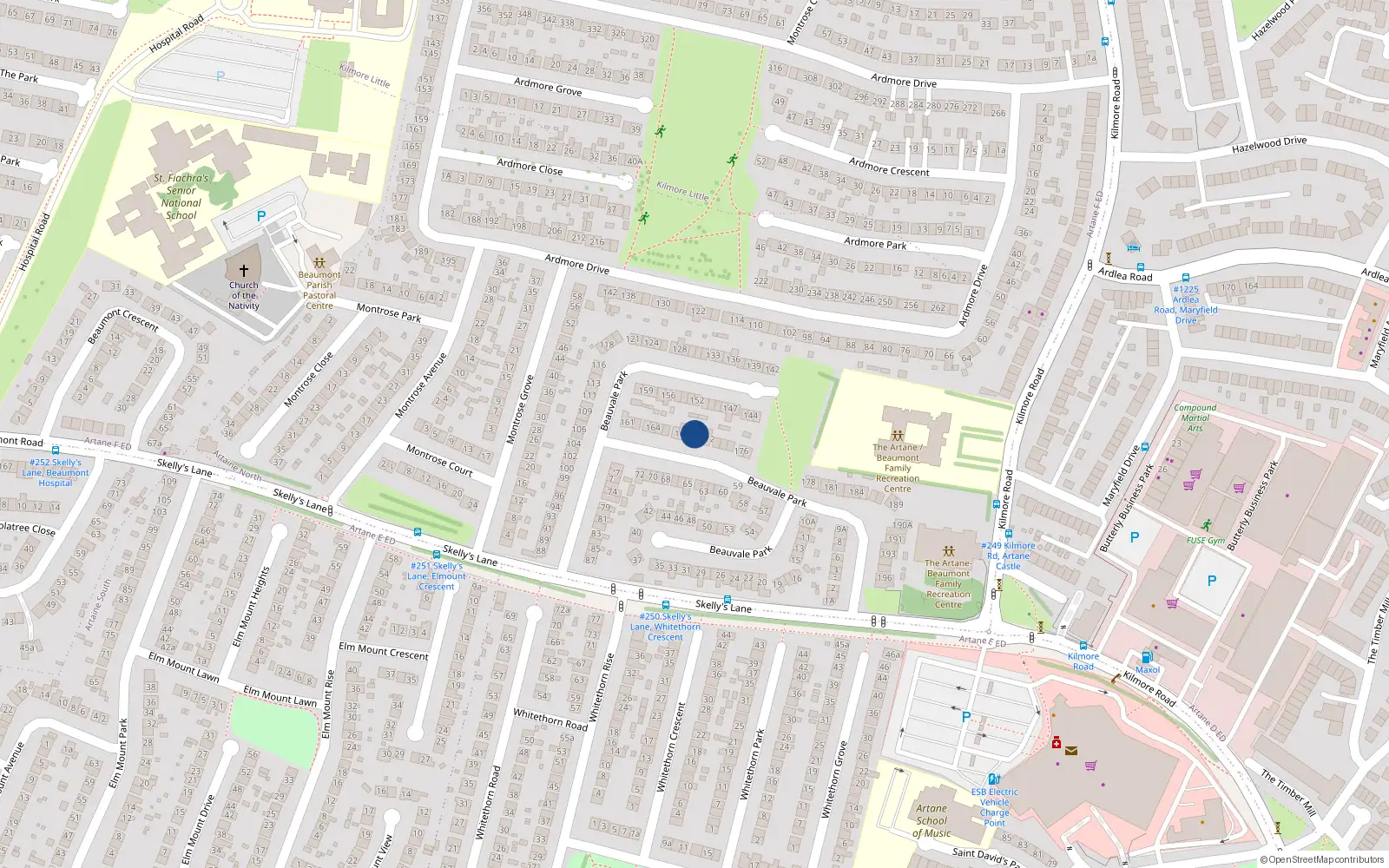 Overhead map showing the location of 170 Beauvale Park, Dublin 5