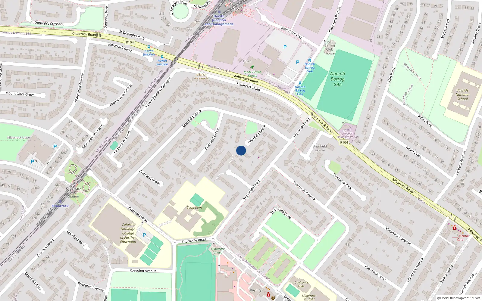 Overhead map showing the location of 170 Briarfield Grove, Dublin 5