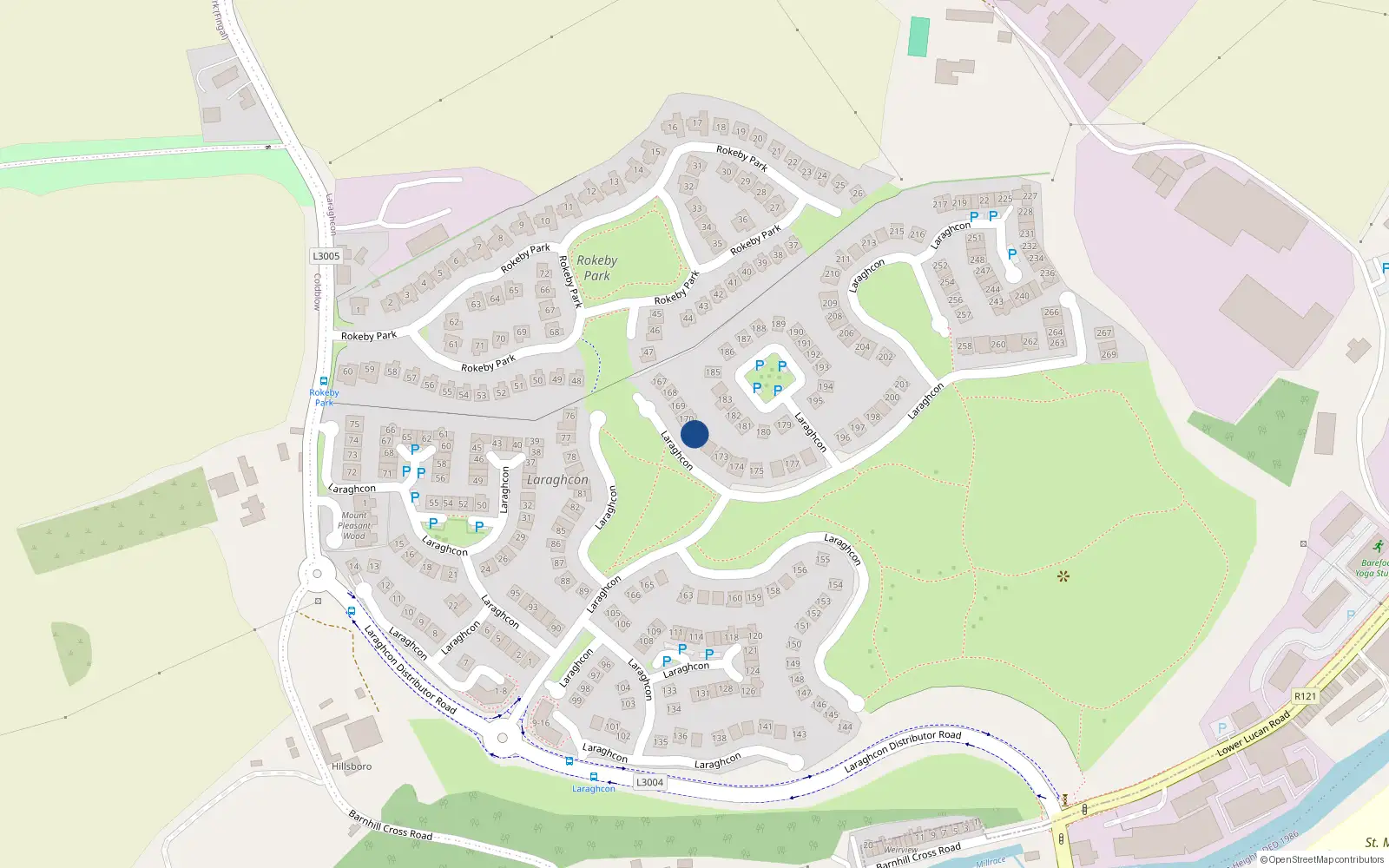 Overhead map showing the location of 171 Laraghcon, Lucan
