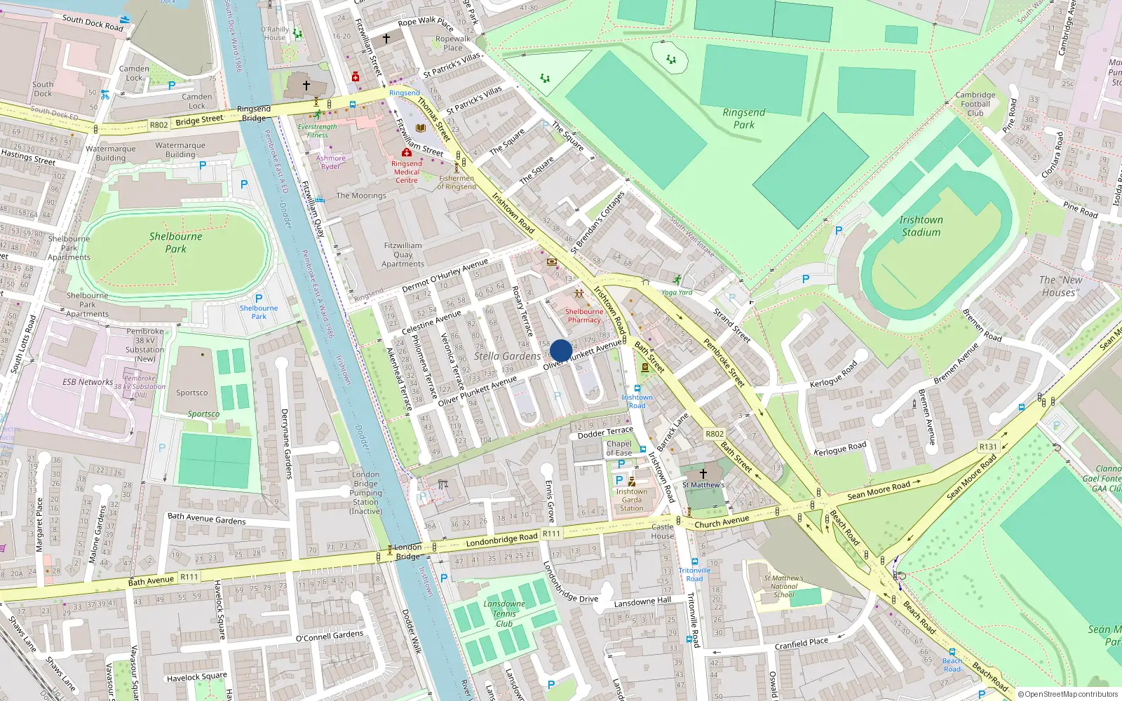 Overhead map showing the location of 171 Oliver Plunkett Avenue, Irishtown