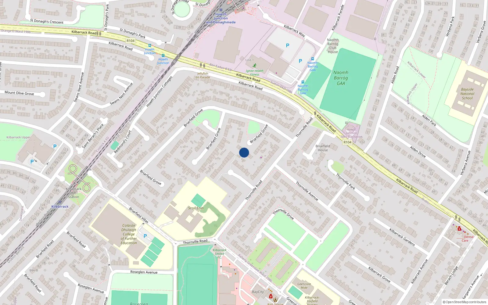 Overhead map showing the location of 172 Briarfield Grove, Kilbarrack, Dublin 5