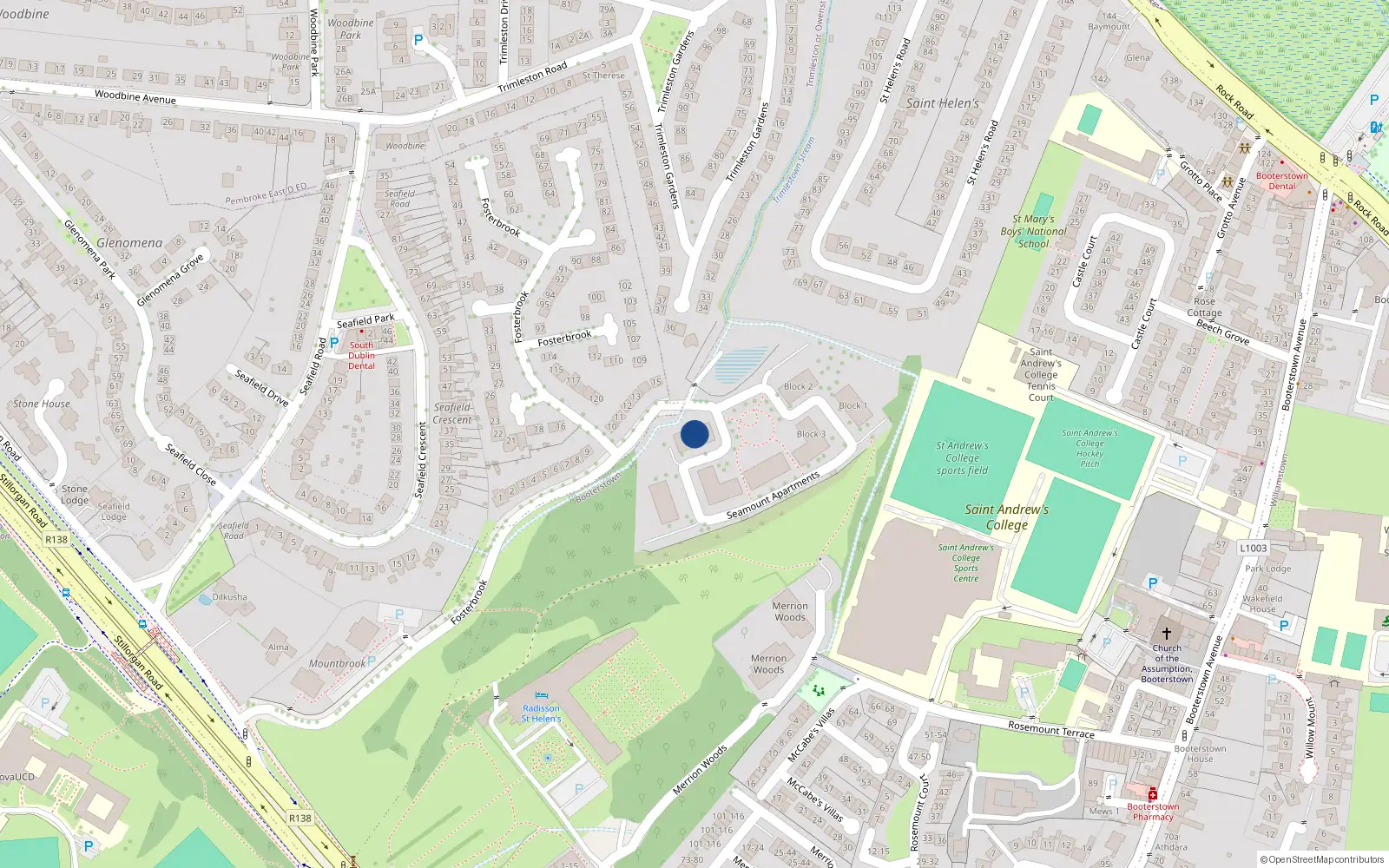 Overhead map showing the location of 172 Seamount, Dublin