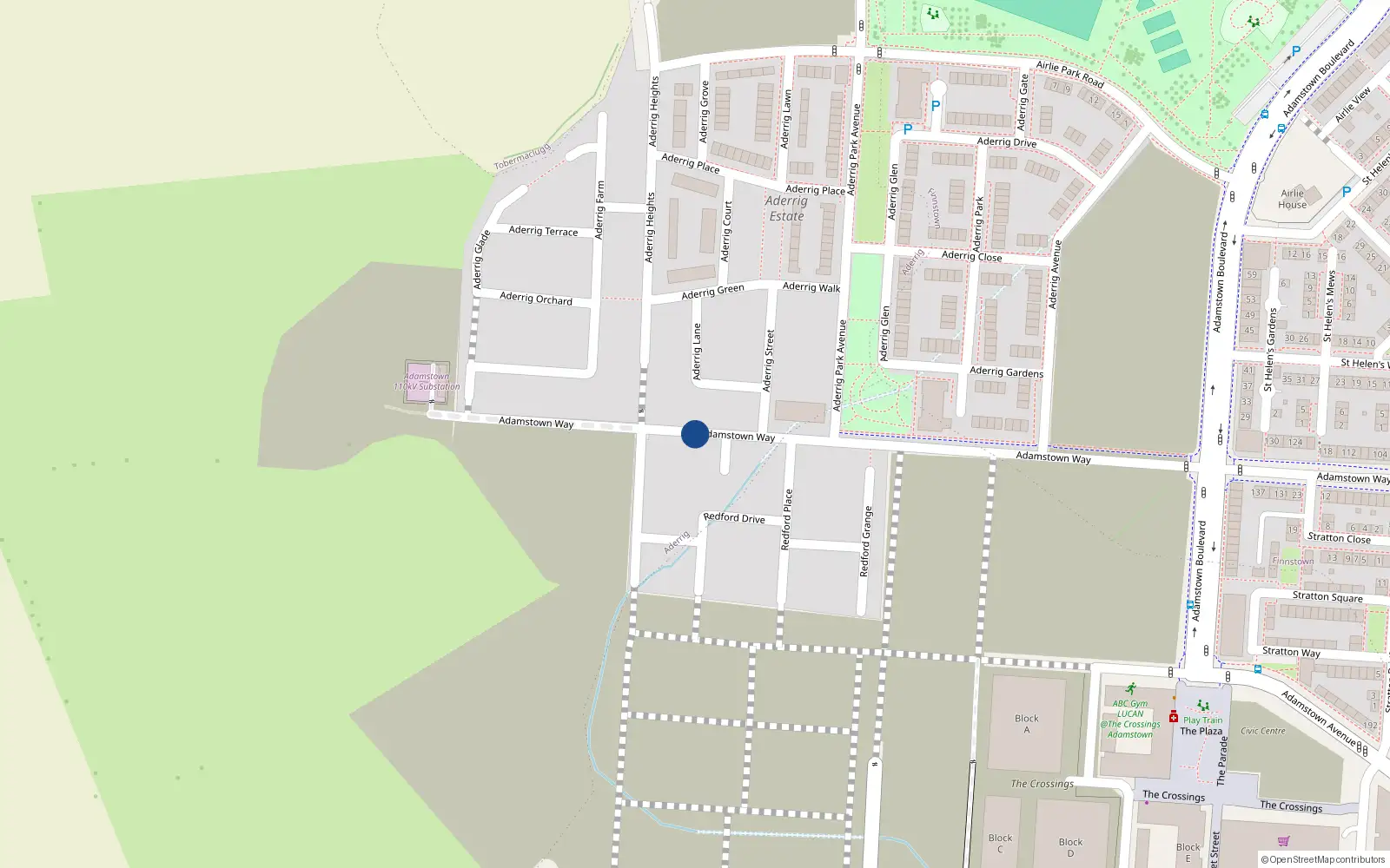 Overhead map showing the location of 173 Adamstown Way, Aderrig