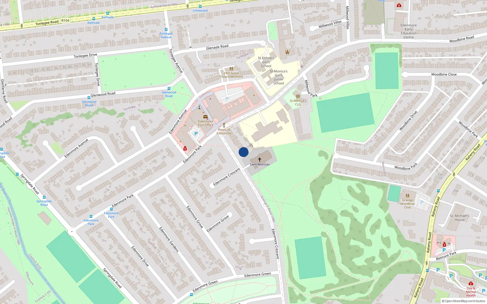 Overhead map showing the location of 173 Edenmore Cresent, Raheny, Dublin 5
