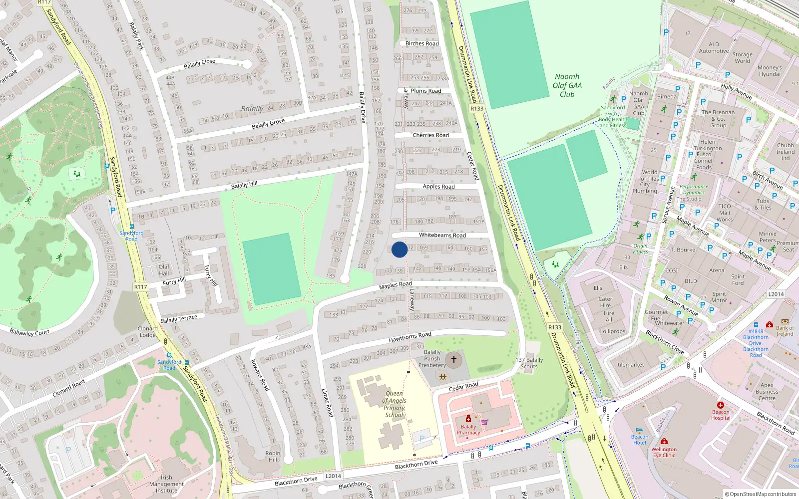 Overhead map showing the location of 173 Whitebeams Road, Wedgewood