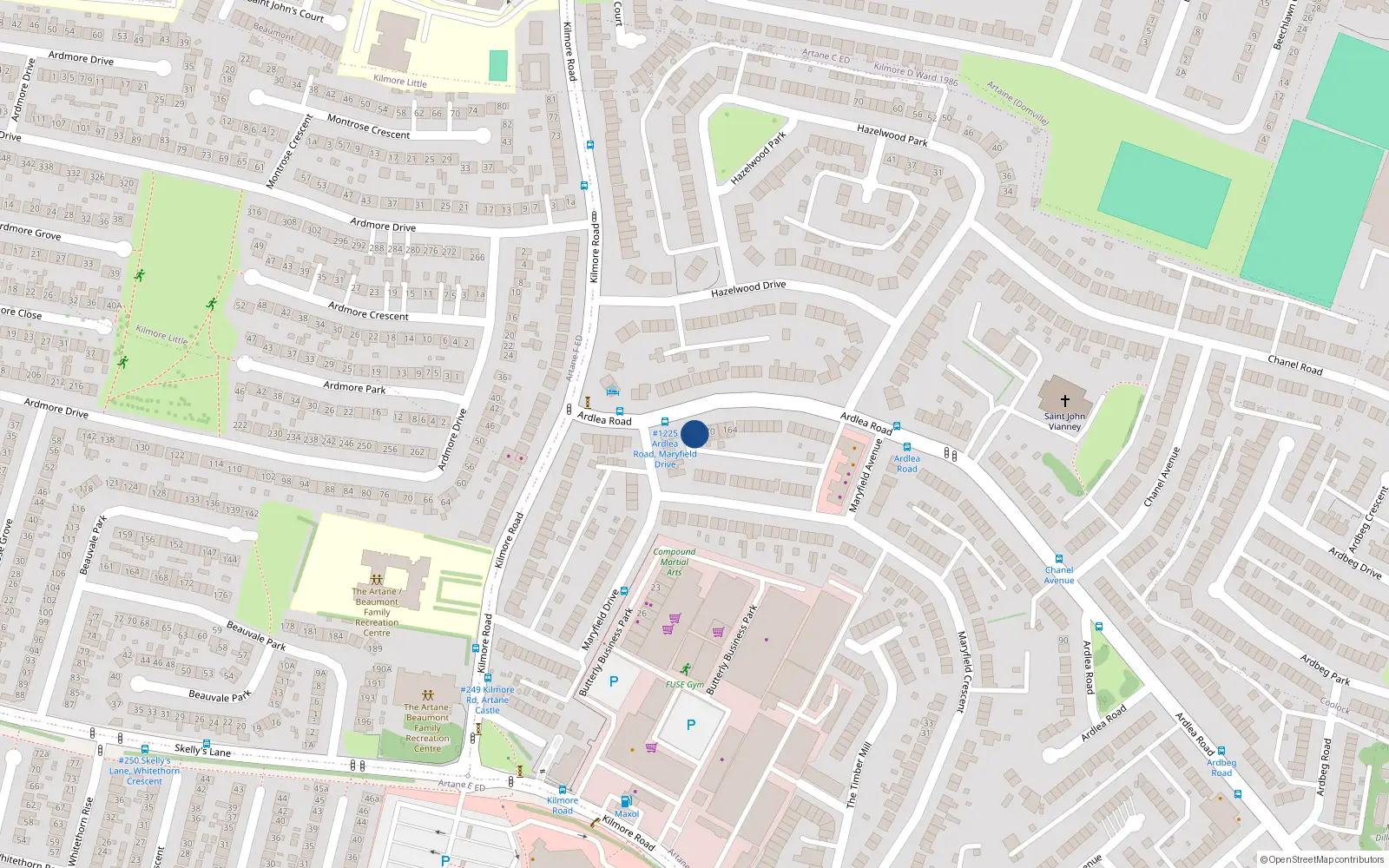 Overhead map showing the location of 174 Ardlea Road, Dublin 5