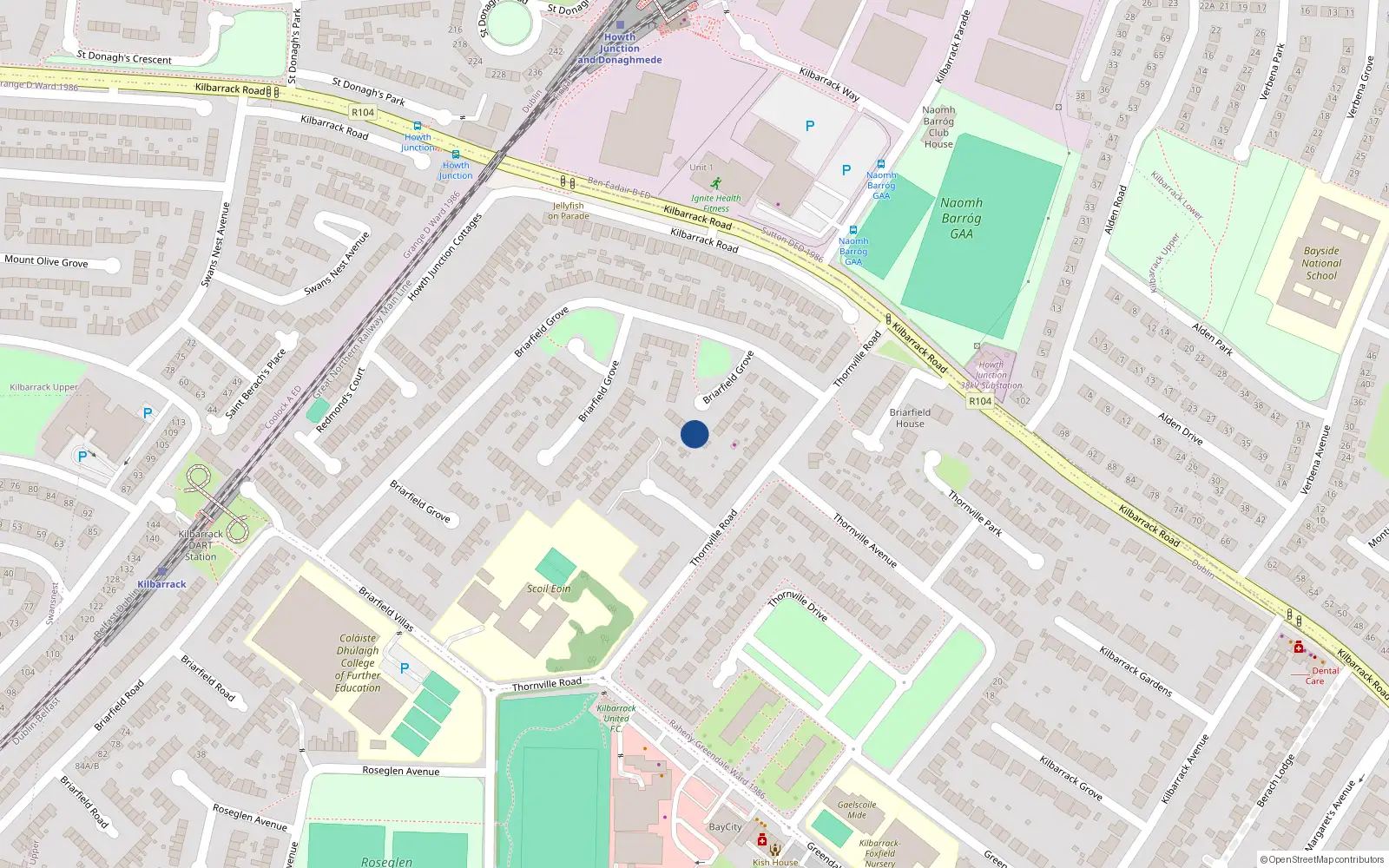 Overhead map showing the location of 174 Brairfield Grove, Kilbarrack, Dublin 5