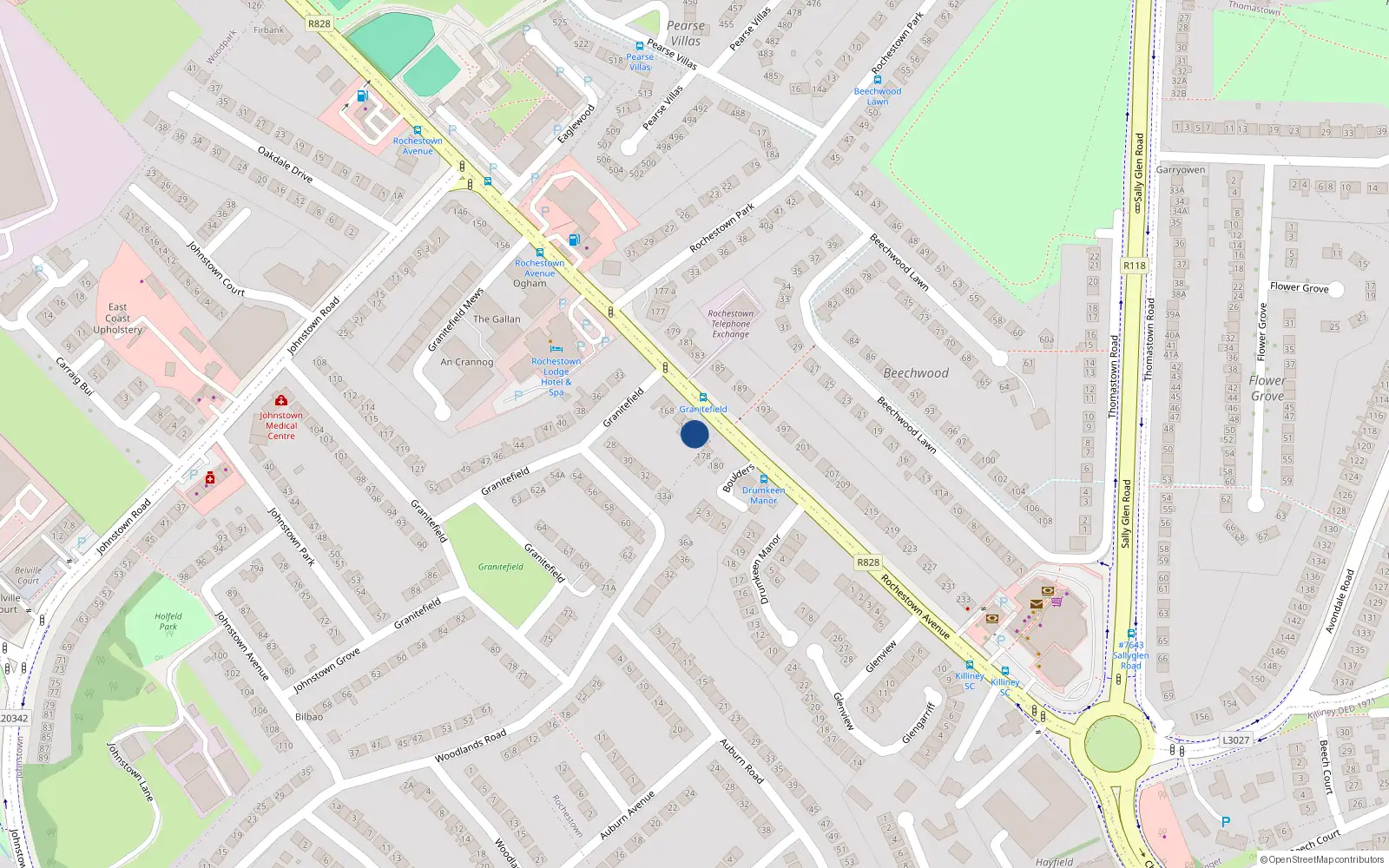 Overhead map showing the location of 174 Rochestown Avenue, Dun Laoghaire, Dublin