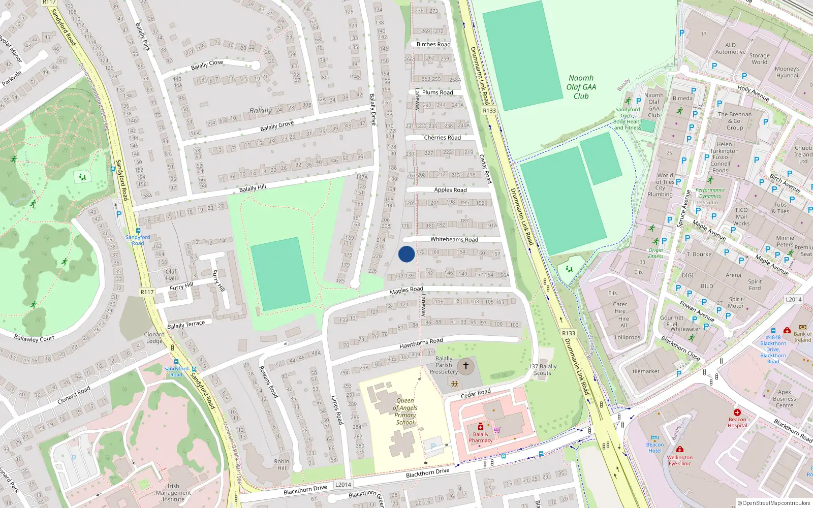 Overhead map showing the location of 174 Whitebeams Road, Wedgewood