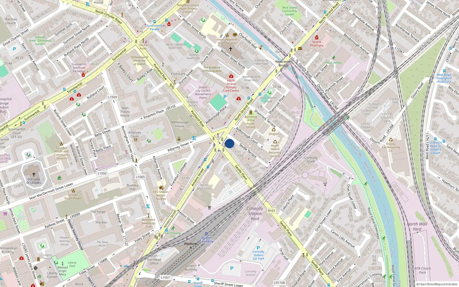 Overhead map showing the location of 176 North Strand Road, North Strand