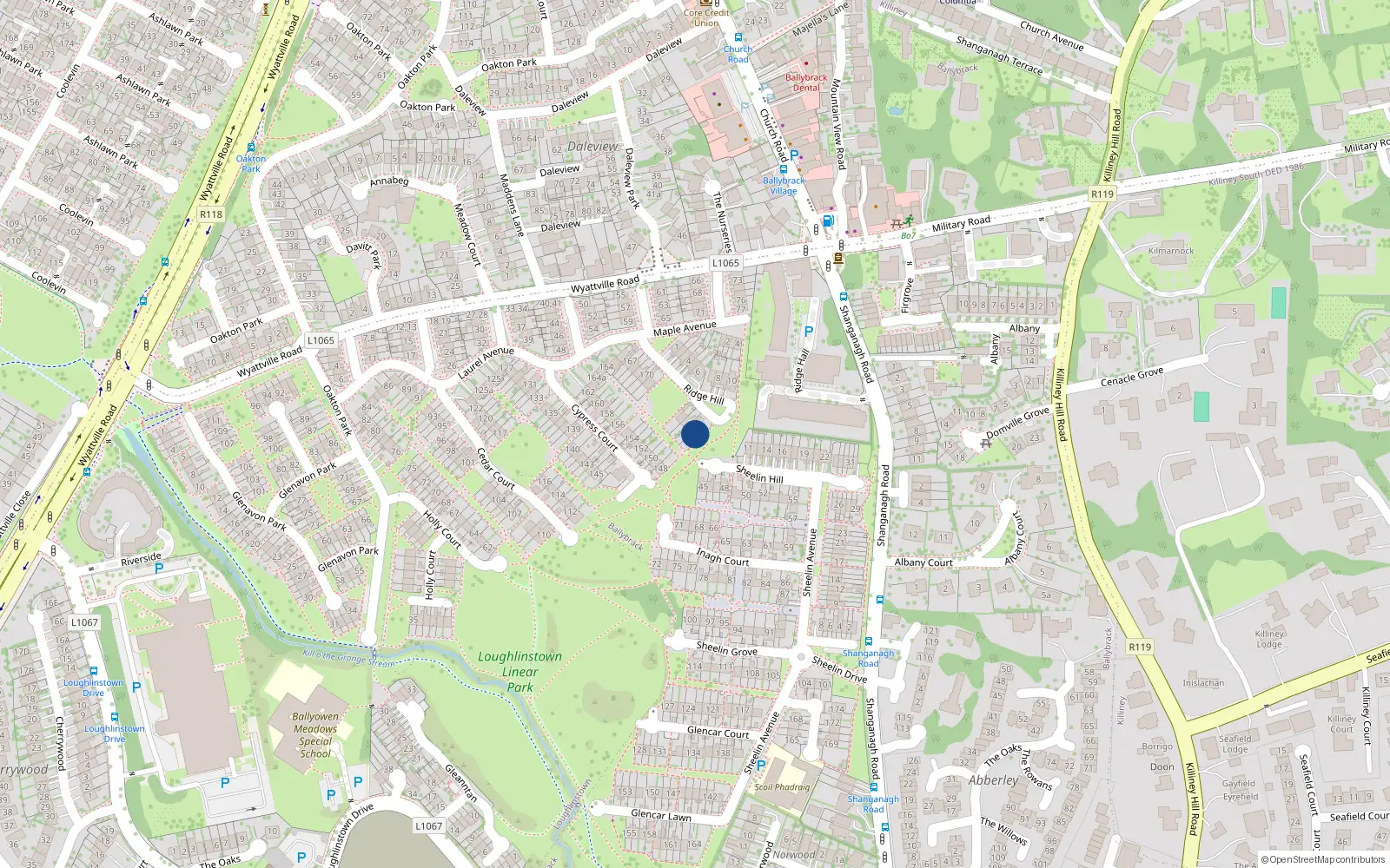 Overhead map showing the location of 175 Cypress Court, Ballybrack