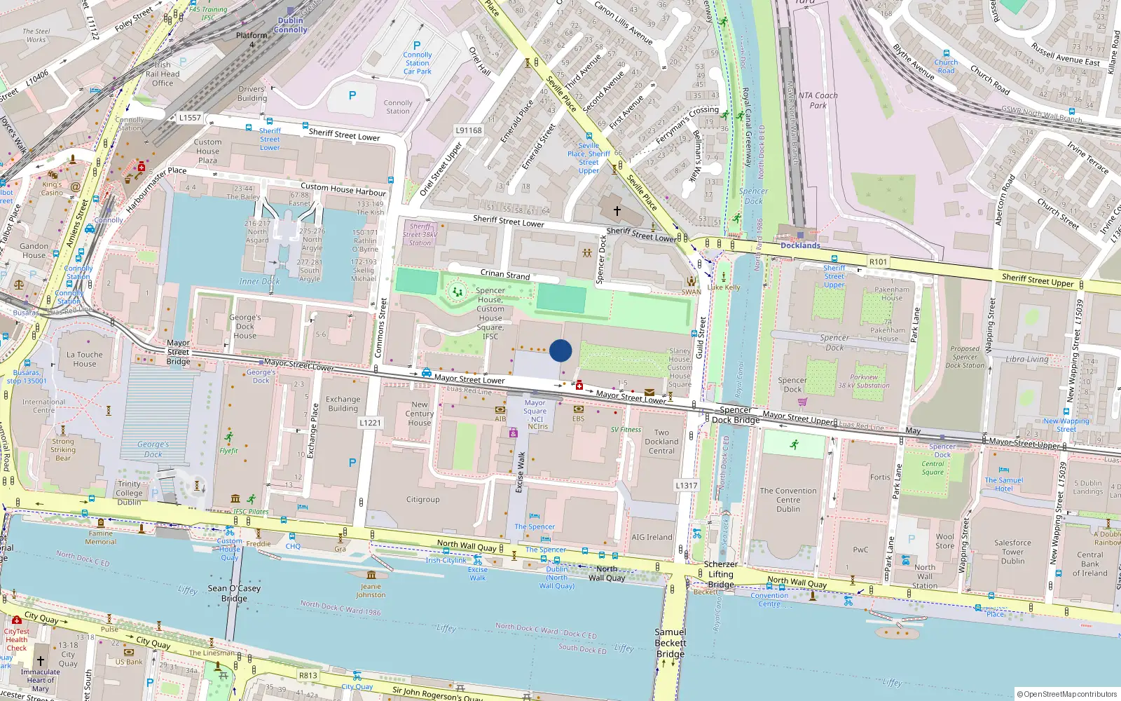 Overhead map showing the location of 175 Skellig House, Custom House Square, Dublin 1