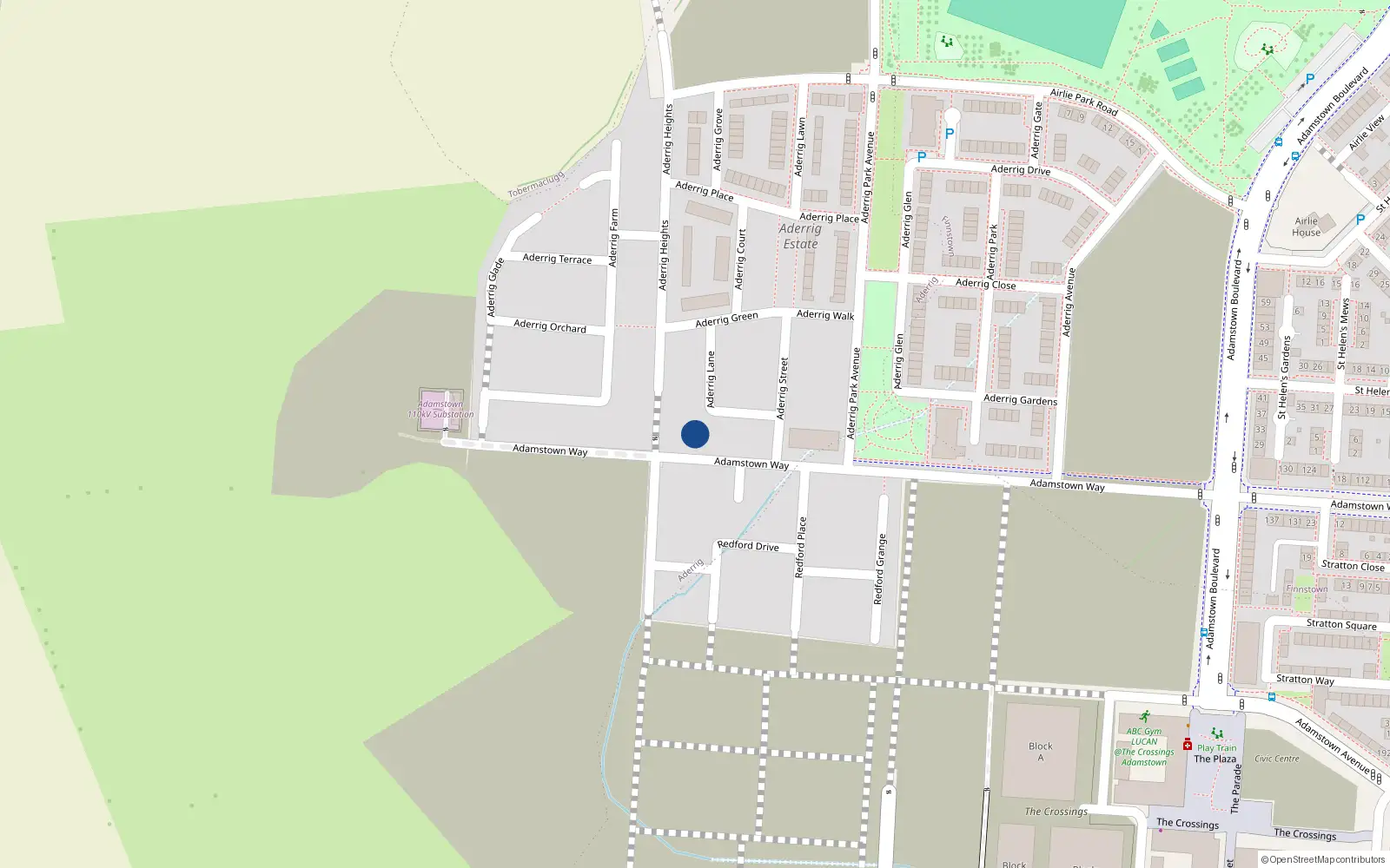Overhead map showing the location of 178 Adamstown Way, Adamstown, Lucan
