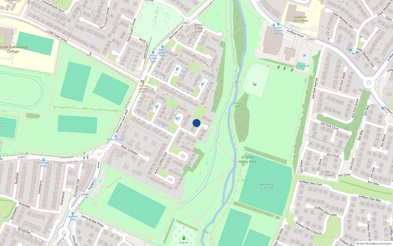 Overhead map showing the location of 178 Arthur Griffith Park, Lucan