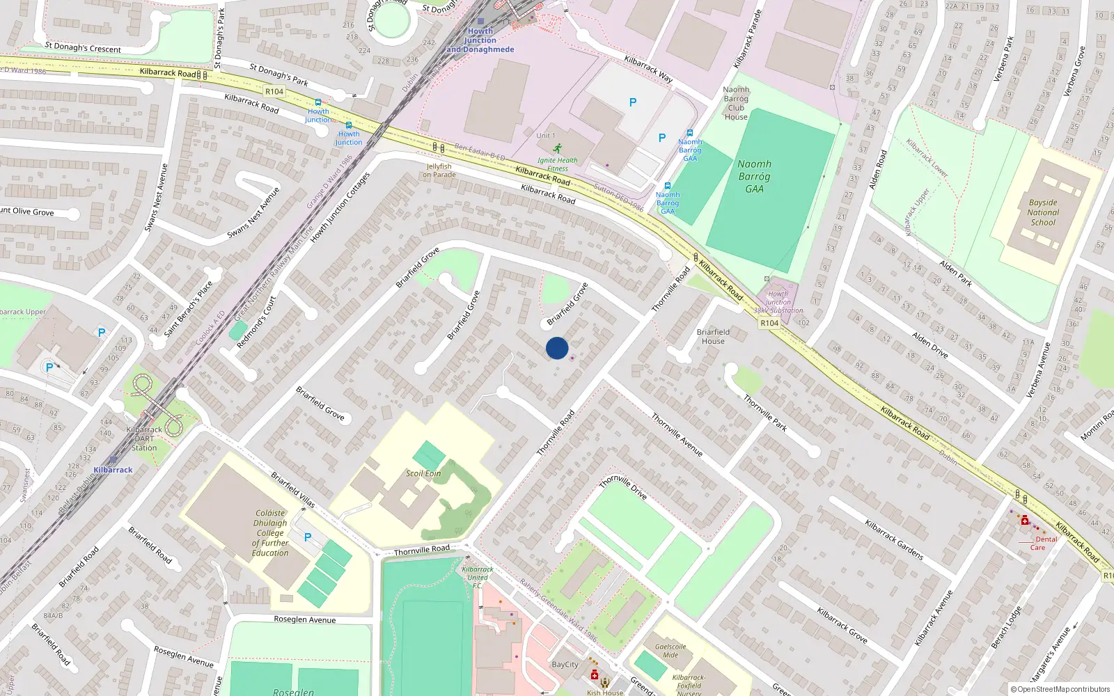 Overhead map showing the location of 178 Briarfield Grv, Kilbarrack, Dublin 5