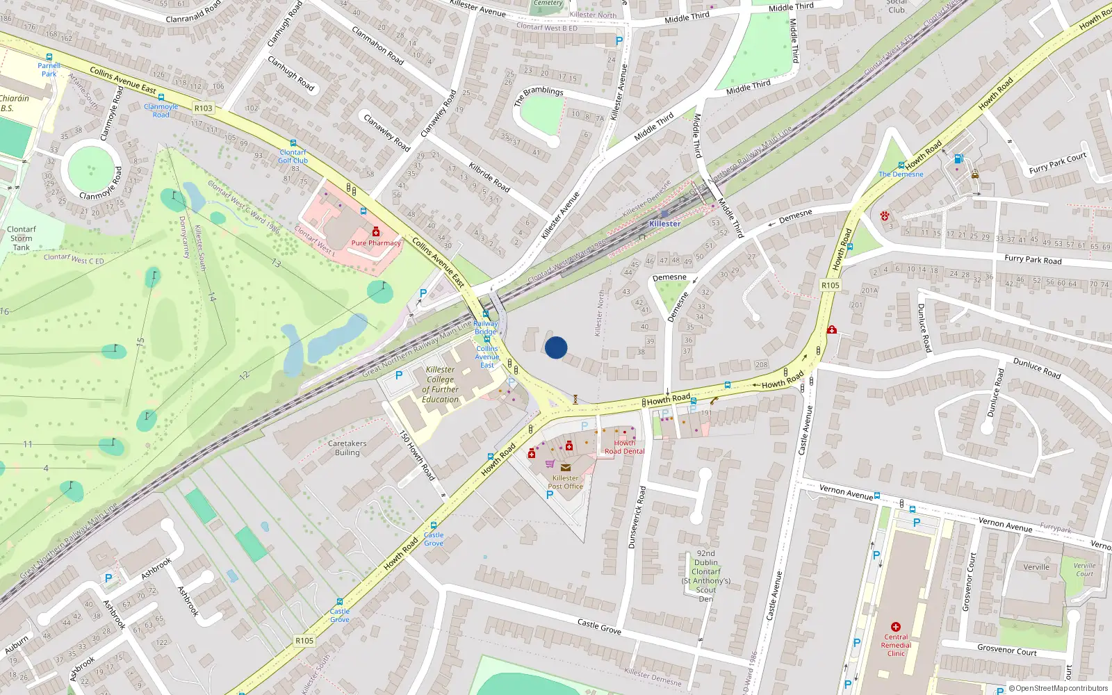 Overhead map showing the location of 178 Howth Road, Dublin 3