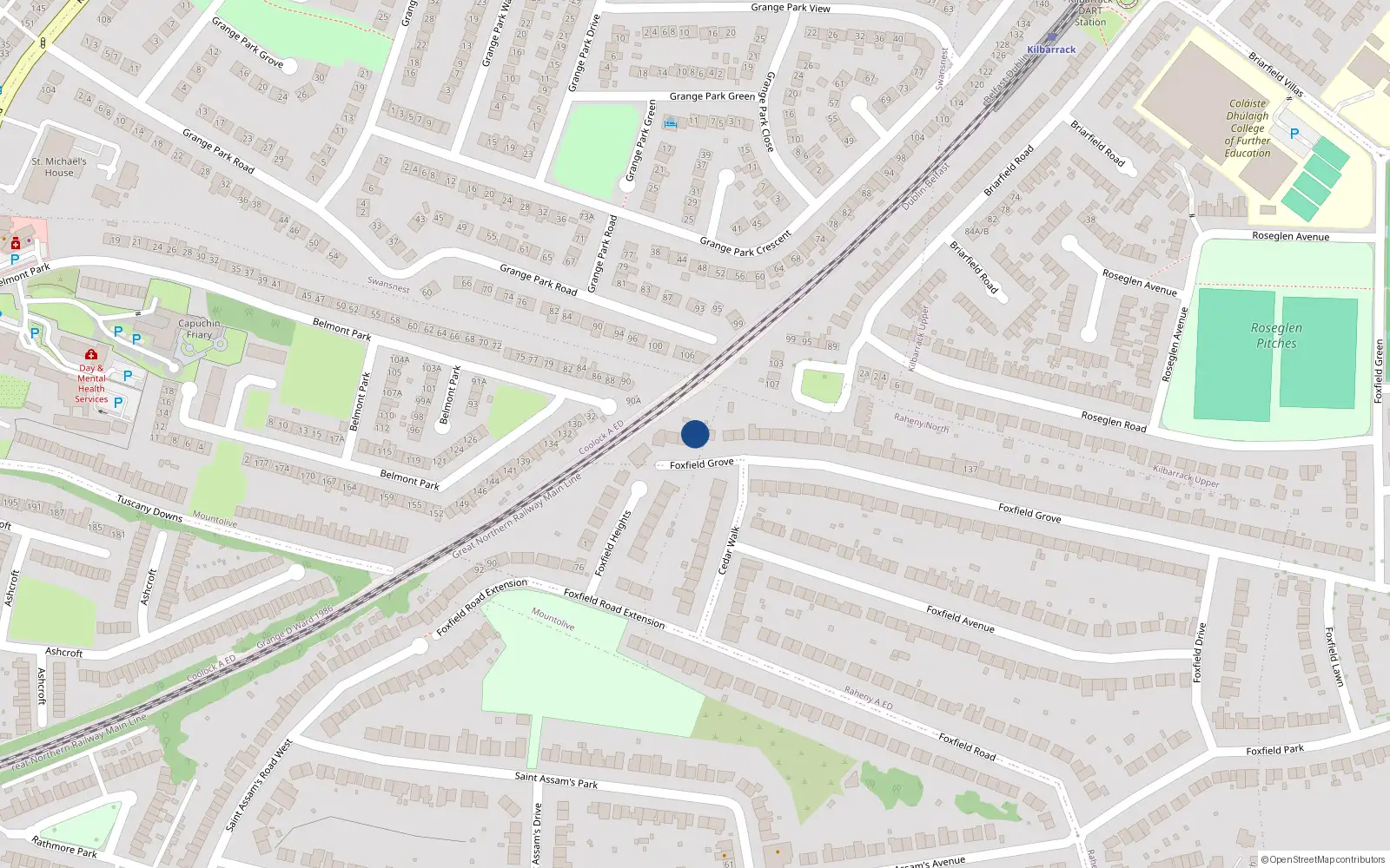 Overhead map showing the location of 179 Foxfield Grove, Dublin 5